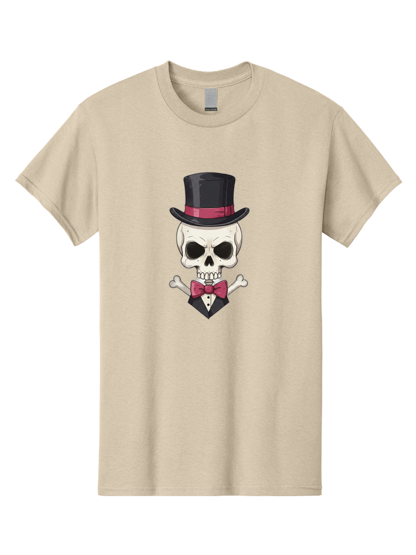 Skull-In-Top-Hat Men'S Graphic Tee, 100% Cotton, Comfortable Casual Summer Wear, Machine Washable, Skull, Crossbones, Top Hat, Bow Tie, Tuxedo, Formal Attire, Spooky, Halloween, Gothic Style, Dark Elegance, Macabre Charm Bad593 13