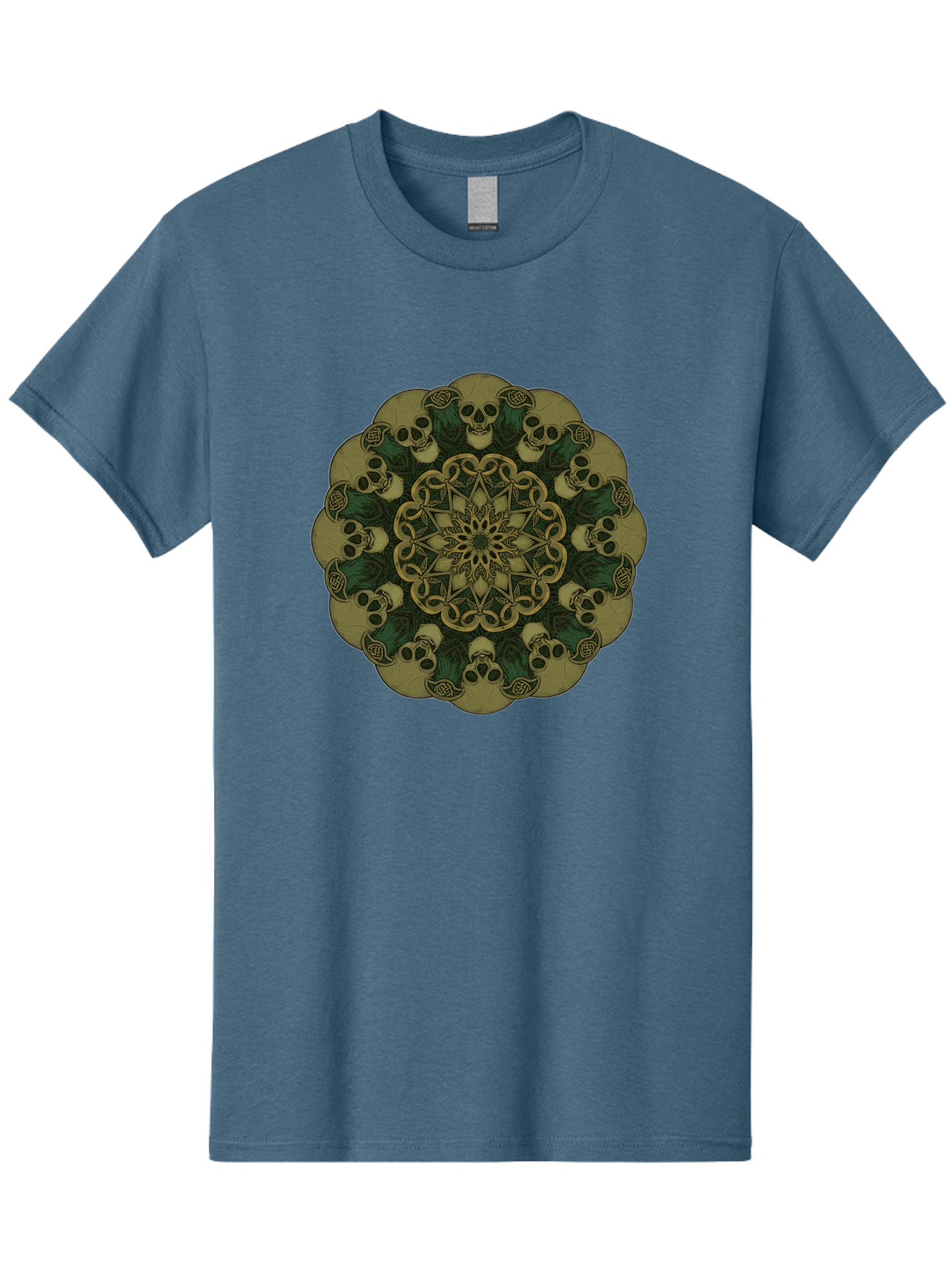 Skull-Mandala-1 Men'S Graphic Tee, 100% Cotton, Comfortable Casual Summer Wear, Machine Washable, Skull Mandala, Intricate Design, Mystic Symbols, Gothic Art, Skulls, Mandala Pattern, Mystical Imagery, Symbolic Art, Dark Mysticism Bad595 14