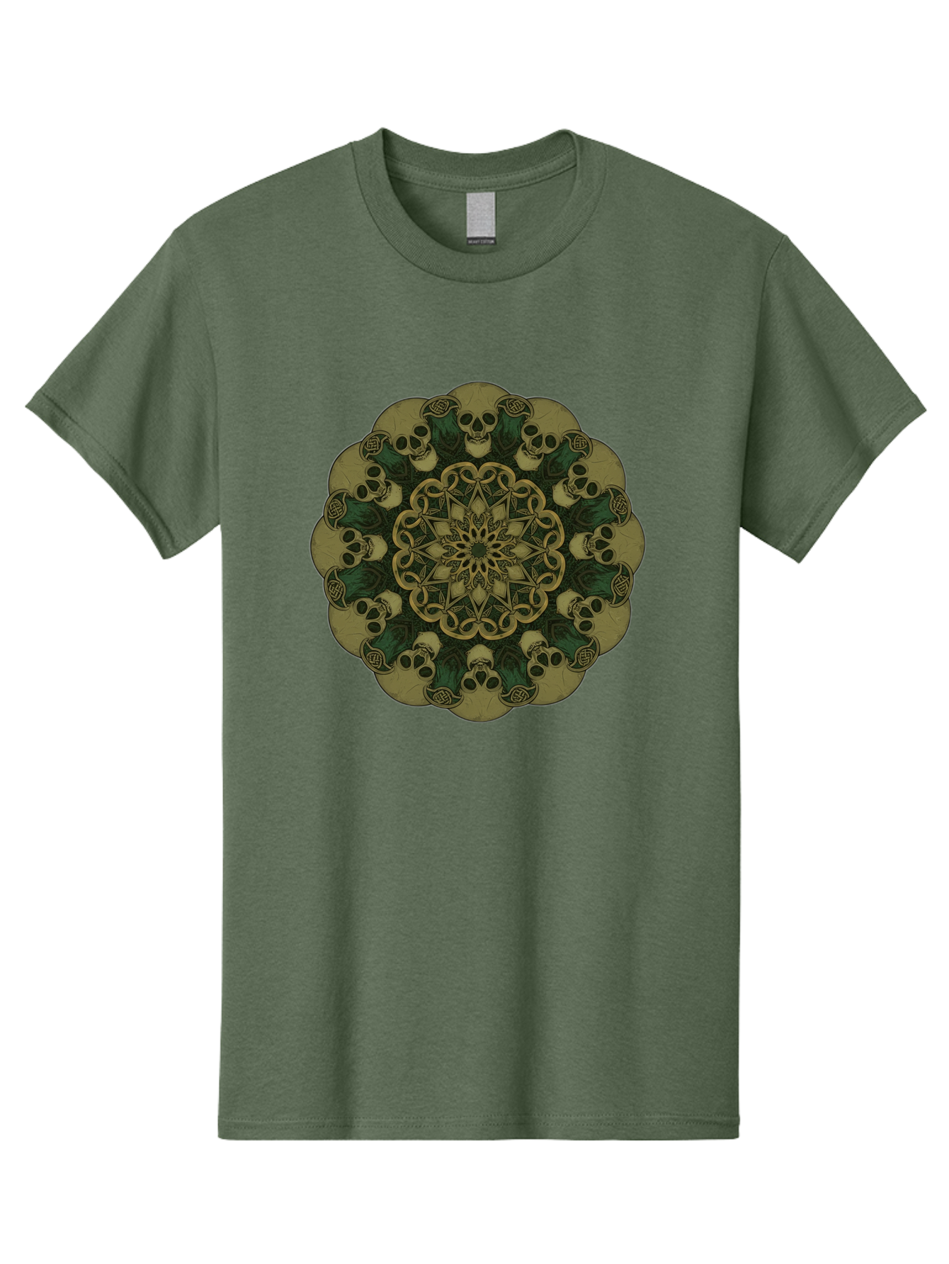 Skull-Mandala-1 Men'S Graphic Tee, 100% Cotton, Comfortable Casual Summer Wear, Machine Washable, Skull Mandala, Intricate Design, Mystic Symbols, Gothic Art, Skulls, Mandala Pattern, Mystical Imagery, Symbolic Art, Dark Mysticism Bad595 3