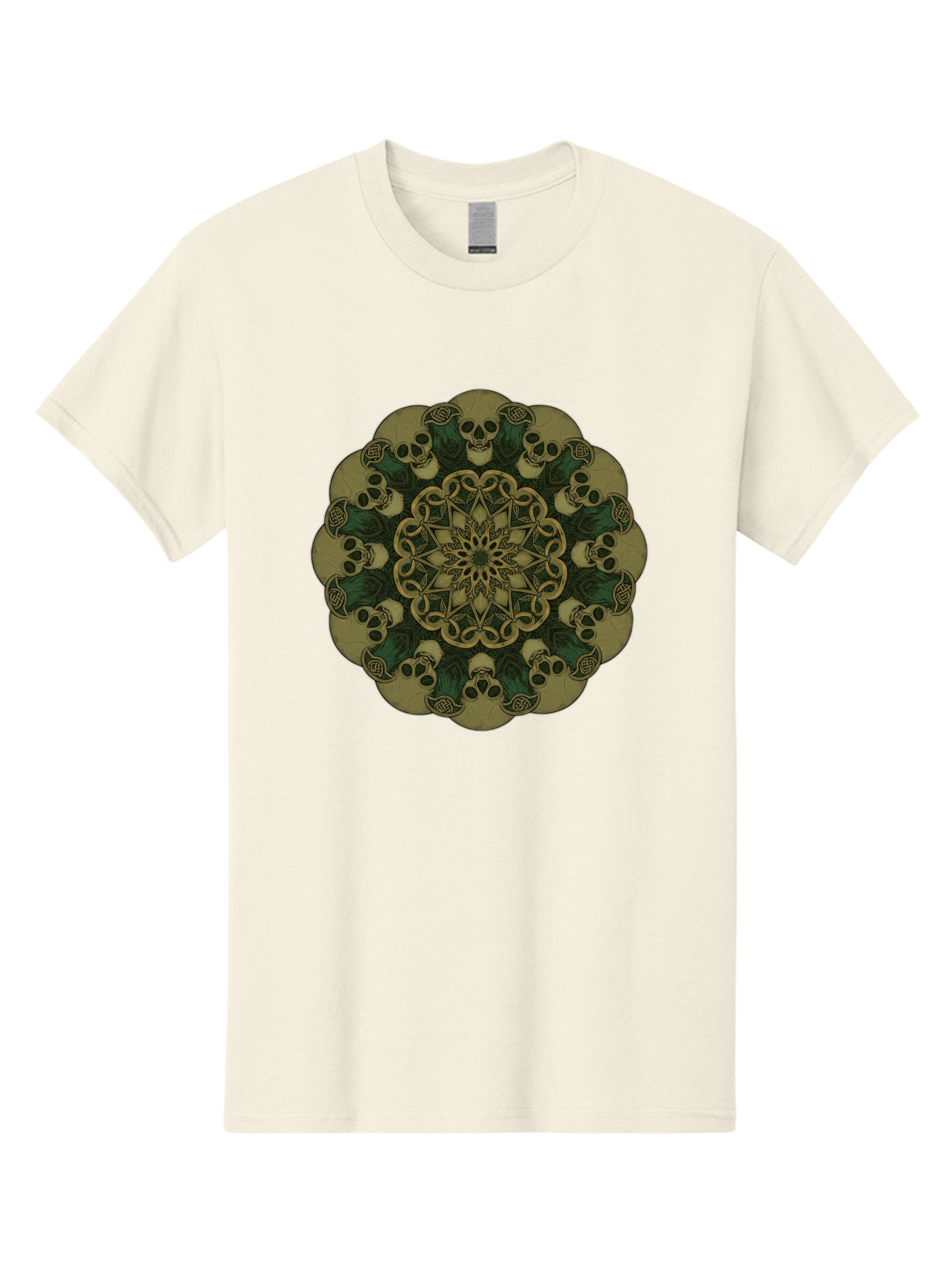 Skull-Mandala-1 Men'S Graphic Tee, 100% Cotton, Comfortable Casual Summer Wear, Machine Washable, Skull Mandala, Intricate Design, Mystic Symbols, Gothic Art, Skulls, Mandala Pattern, Mystical Imagery, Symbolic Art, Dark Mysticism Bad595 5