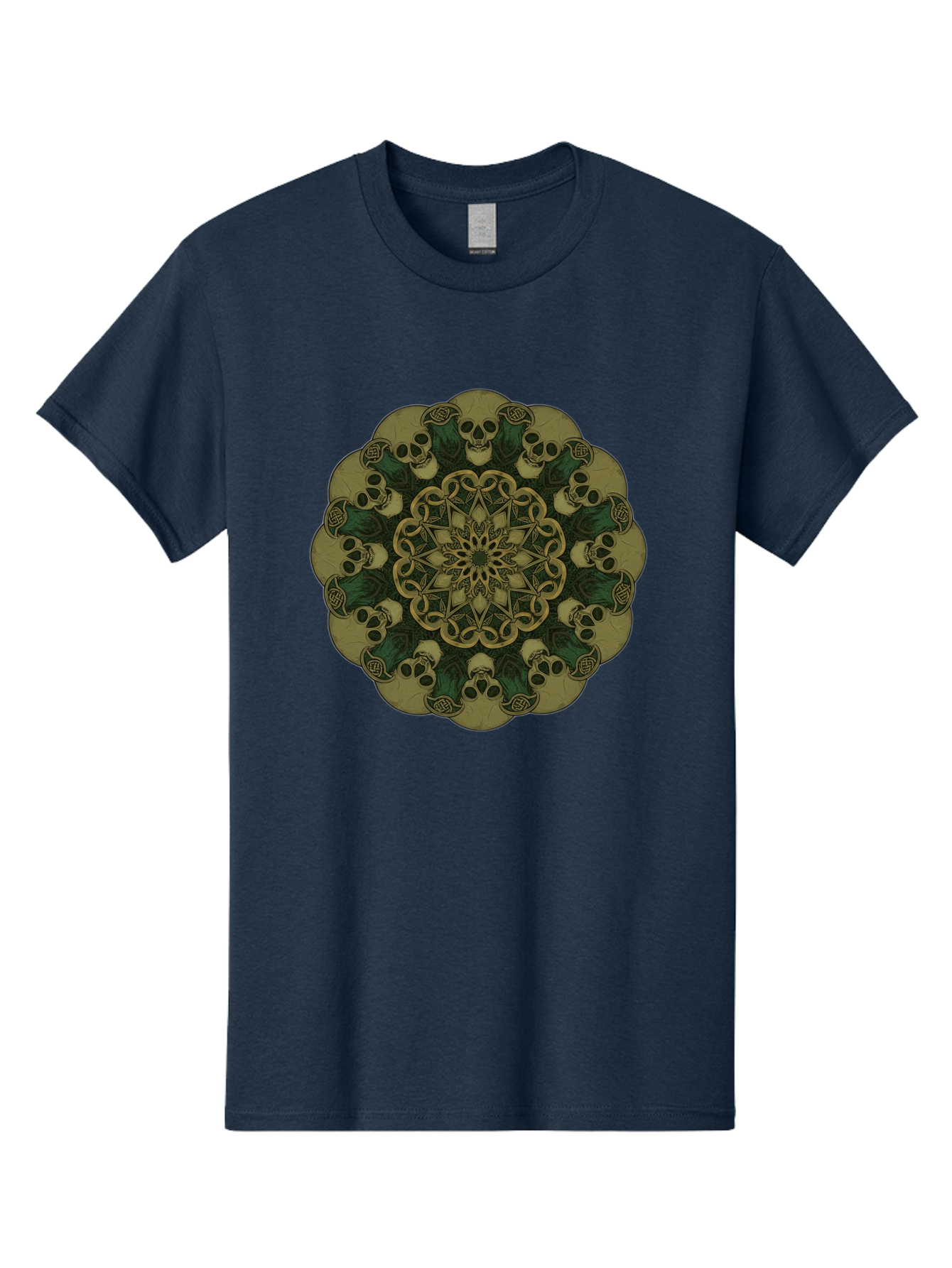 Skull-Mandala-1 Men'S Graphic Tee, 100% Cotton, Comfortable Casual Summer Wear, Machine Washable, Skull Mandala, Intricate Design, Mystic Symbols, Gothic Art, Skulls, Mandala Pattern, Mystical Imagery, Symbolic Art, Dark Mysticism Bad595 12