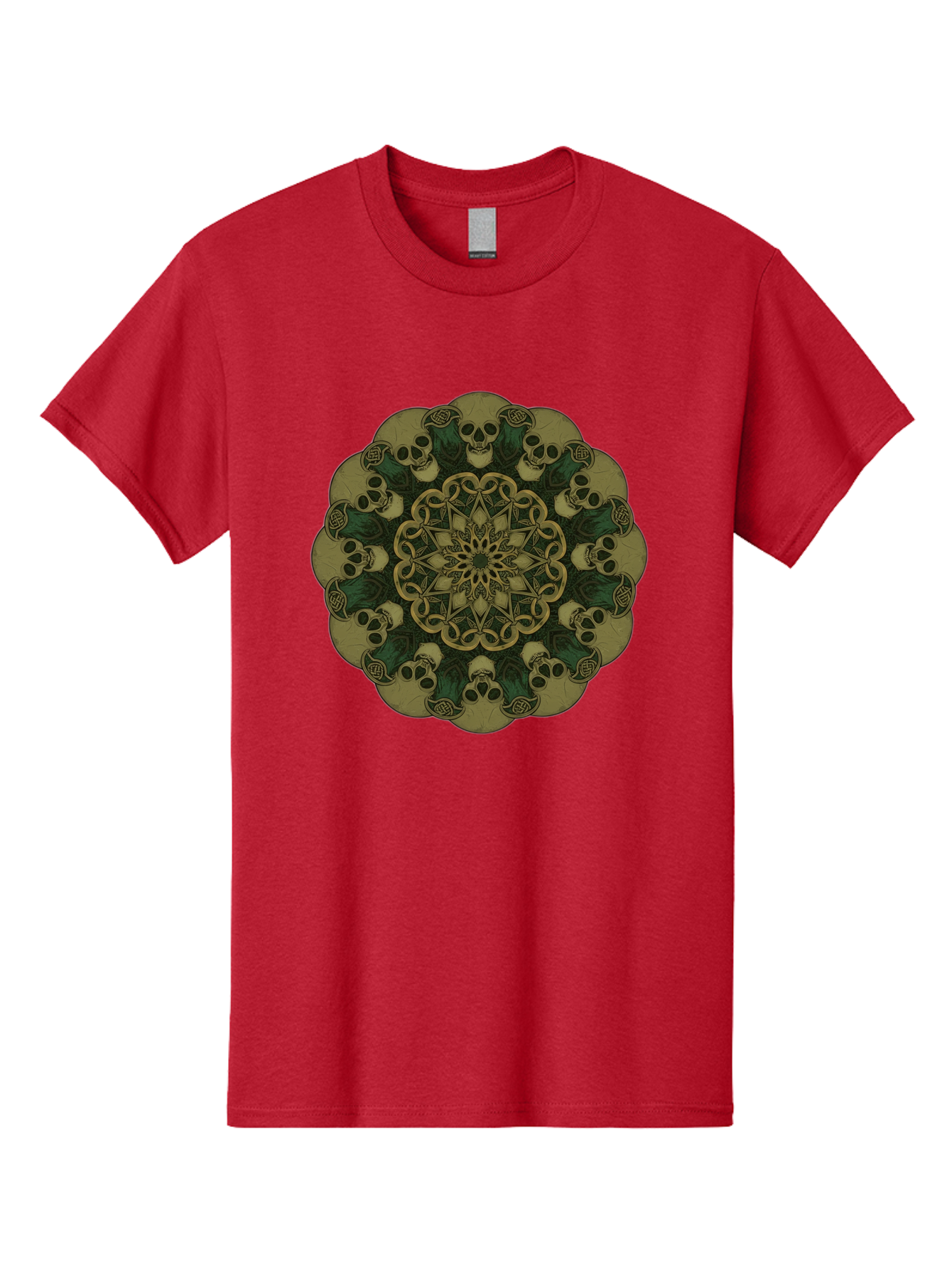 Skull-Mandala-1 Men'S Graphic Tee, 100% Cotton, Comfortable Casual Summer Wear, Machine Washable, Skull Mandala, Intricate Design, Mystic Symbols, Gothic Art, Skulls, Mandala Pattern, Mystical Imagery, Symbolic Art, Dark Mysticism Bad595 8