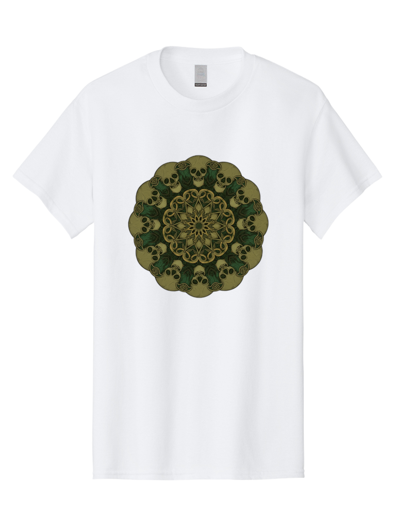 Skull-Mandala-1 Men'S Graphic Tee, 100% Cotton, Comfortable Casual Summer Wear, Machine Washable, Skull Mandala, Intricate Design, Mystic Symbols, Gothic Art, Skulls, Mandala Pattern, Mystical Imagery, Symbolic Art, Dark Mysticism Bad595 4
