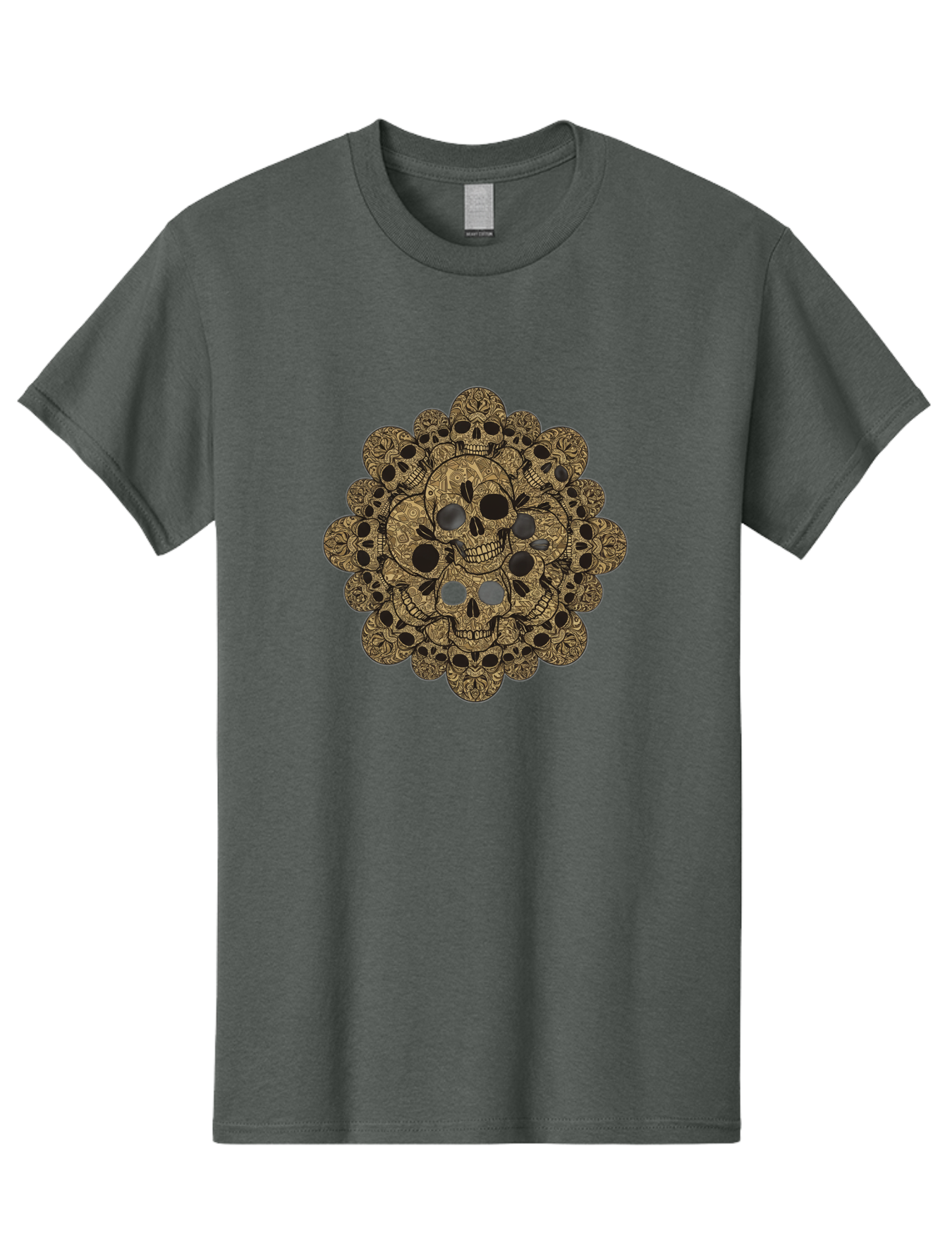 Skull-Mandala-4 Men'S Graphic Tee, 100% Cotton, Comfortable Casual Summer Wear, Machine Washable, Sugar Skulls, Floral Skull Design, Intricate Patterns, Day Of The Dead, Mexican Culture, Symbolic Art, Ornate Skulls Bad598 4