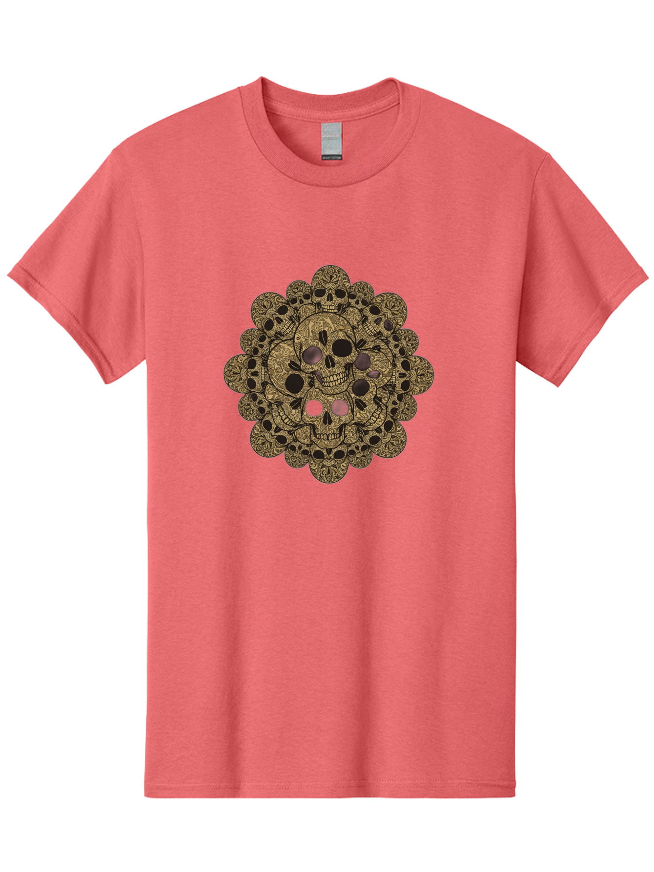 Skull-Mandala-4 Men'S Graphic Tee, 100% Cotton, Comfortable Casual Summer Wear, Machine Washable, Sugar Skulls, Floral Skull Design, Intricate Patterns, Day Of The Dead, Mexican Culture, Symbolic Art, Ornate Skulls Bad598 2