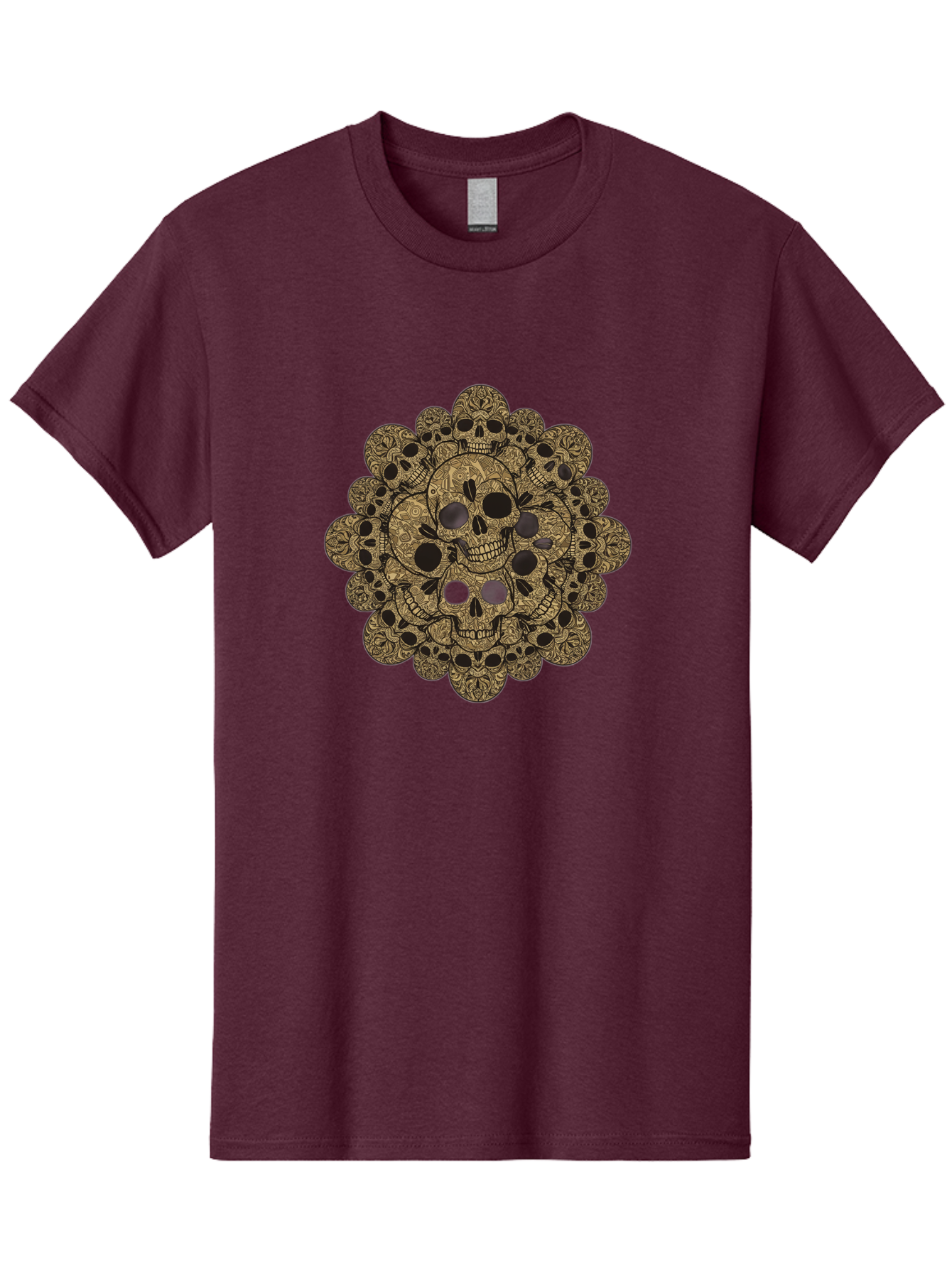 Skull-Mandala-4 Men'S Graphic Tee, 100% Cotton, Comfortable Casual Summer Wear, Machine Washable, Sugar Skulls, Floral Skull Design, Intricate Patterns, Day Of The Dead, Mexican Culture, Symbolic Art, Ornate Skulls Bad598 15