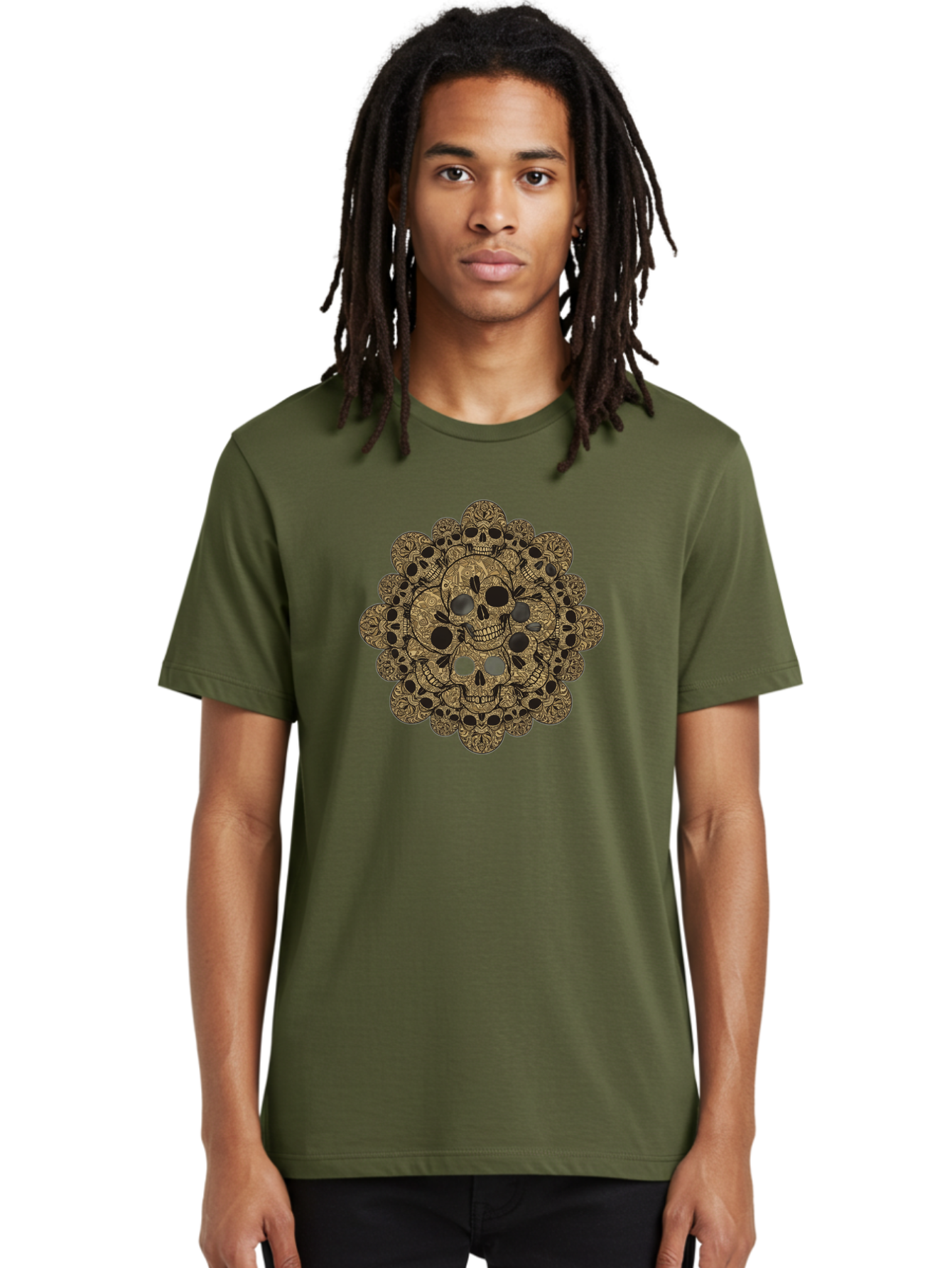 Skull-Mandala-4 Men'S Graphic Tee, 100% Cotton, Comfortable Casual Summer Wear, Machine Washable, Sugar Skulls, Floral Skull Design, Intricate Patterns, Day Of The Dead, Mexican Culture, Symbolic Art, Ornate Skulls Bad598 29