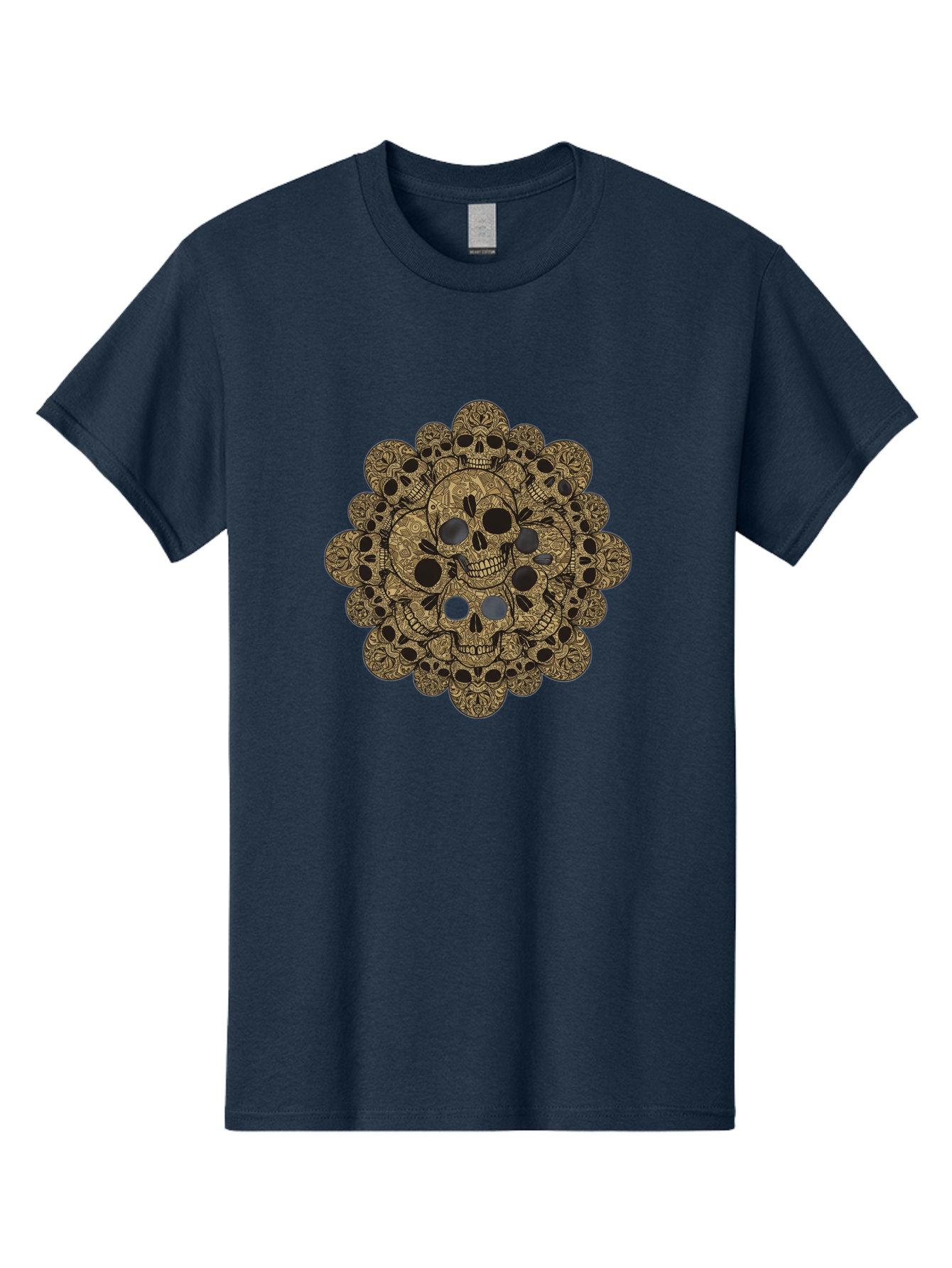 Skull-Mandala-4 Men'S Graphic Tee, 100% Cotton, Comfortable Casual Summer Wear, Machine Washable, Sugar Skulls, Floral Skull Design, Intricate Patterns, Day Of The Dead, Mexican Culture, Symbolic Art, Ornate Skulls Bad598 10