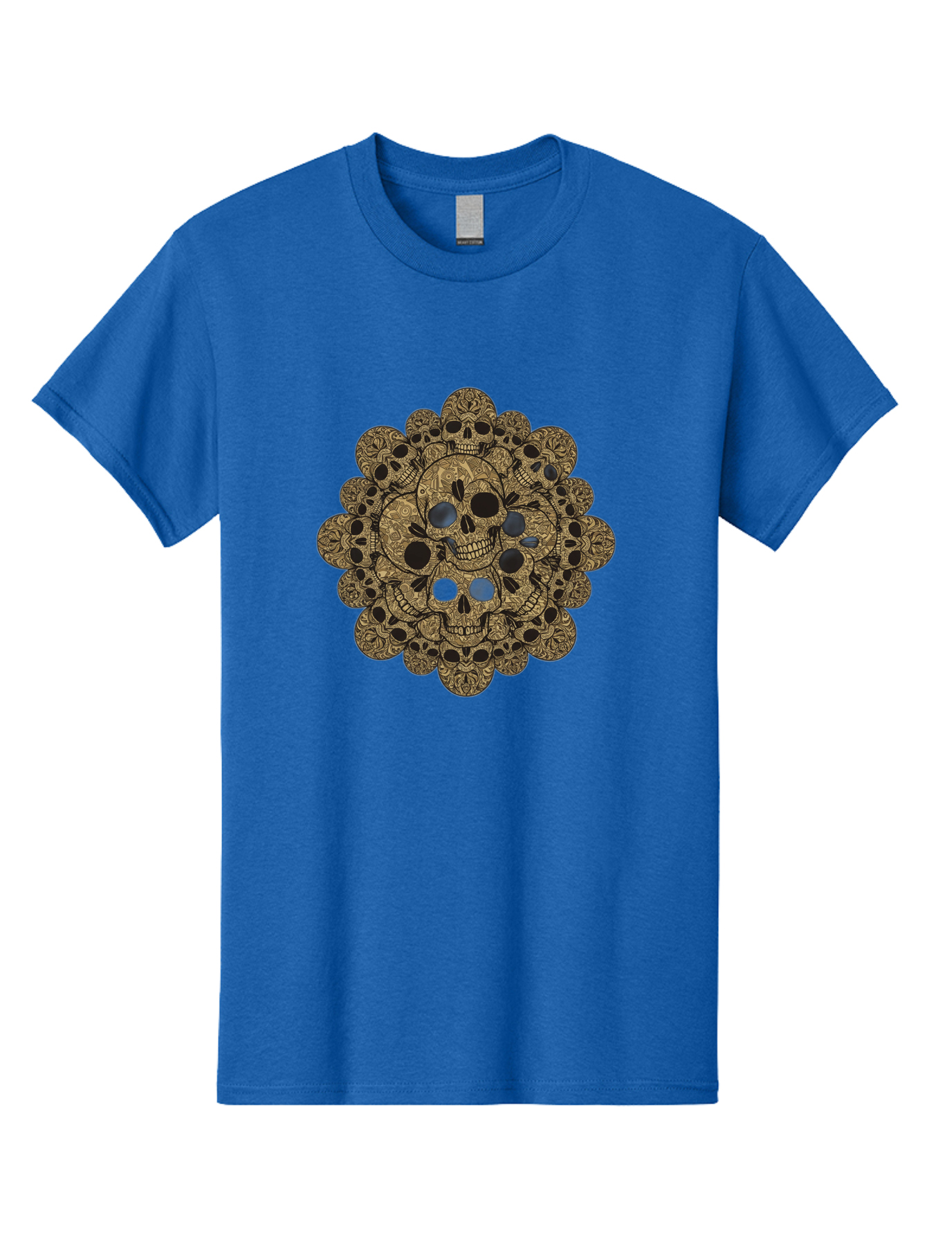 Skull-Mandala-4 Men'S Graphic Tee, 100% Cotton, Comfortable Casual Summer Wear, Machine Washable, Sugar Skulls, Floral Skull Design, Intricate Patterns, Day Of The Dead, Mexican Culture, Symbolic Art, Ornate Skulls Bad598 5