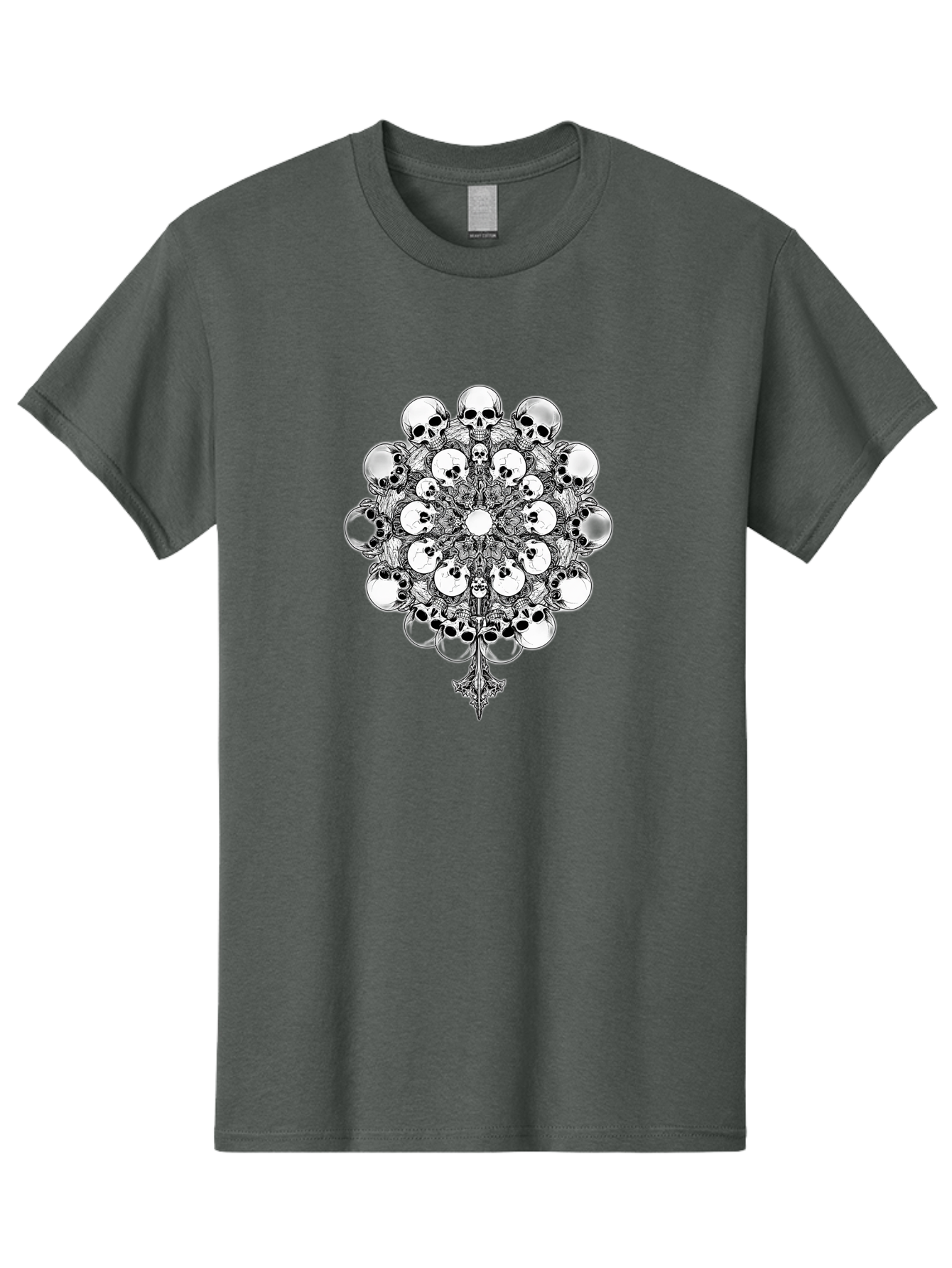 Skull-Mandala-5 Men'S Graphic Tee, 100% Cotton, Comfortable Casual Summer Wear, Machine Washable, Skull Art, Mandala Design, Intricate Patterns, Floral Motifs, Death Symbolism, Mystical Imagery, Gothic Style, Dark Art, Ornate Details Bad599 4