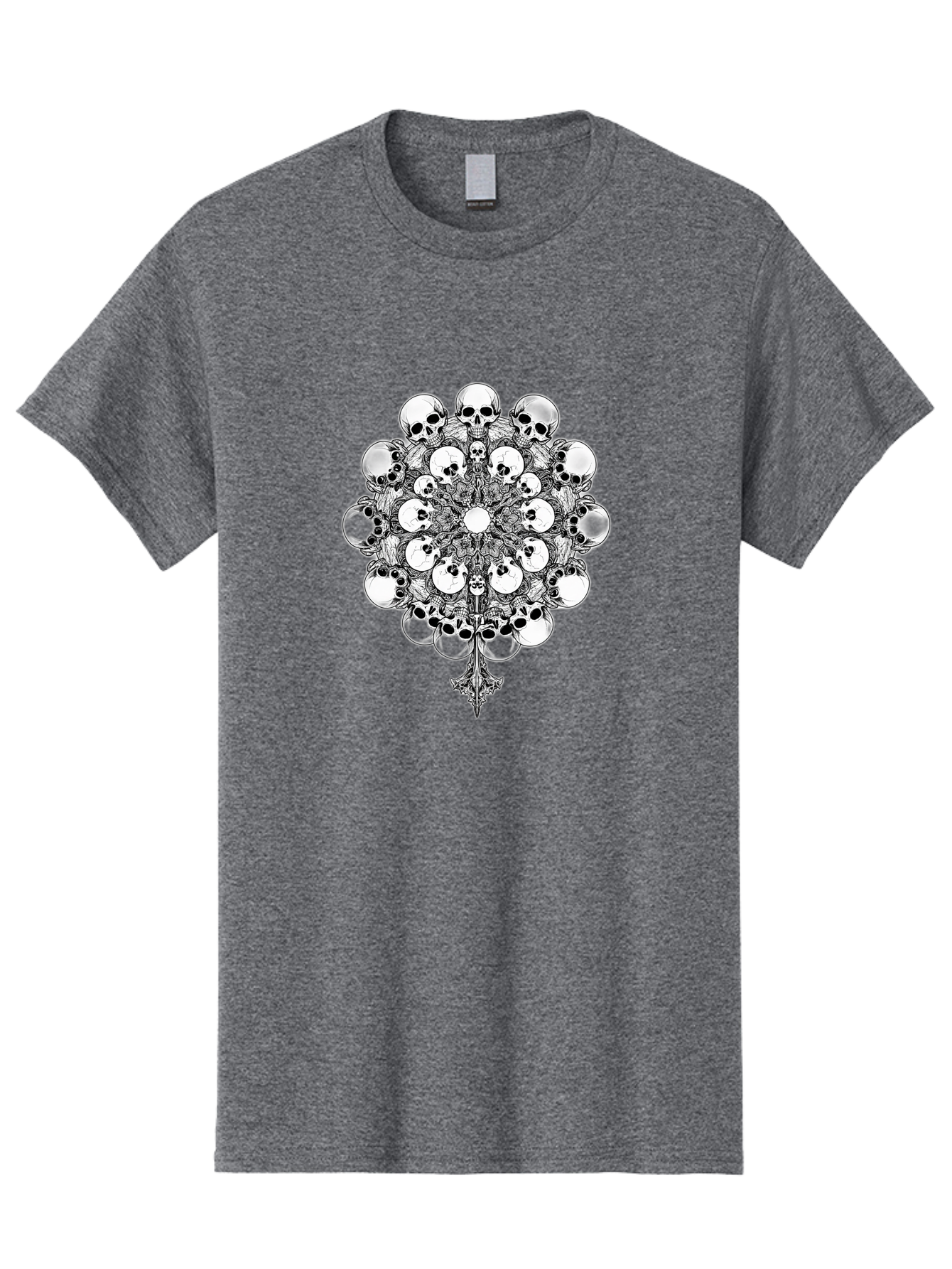 Skull-Mandala-5 Men'S Graphic Tee, 100% Cotton, Comfortable Casual Summer Wear, Machine Washable, Skull Art, Mandala Design, Intricate Patterns, Floral Motifs, Death Symbolism, Mystical Imagery, Gothic Style, Dark Art, Ornate Details Bad599 6