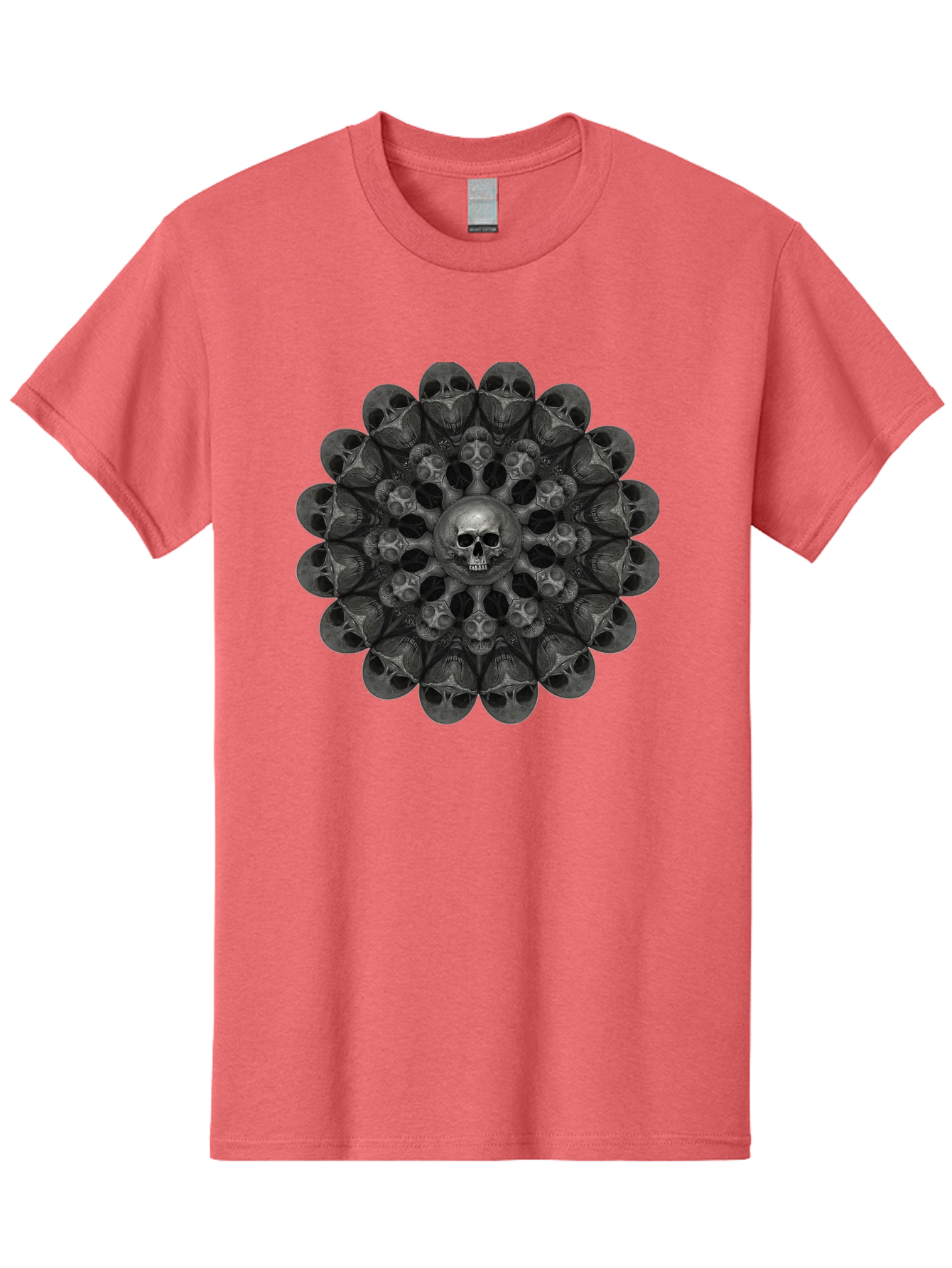 Skull-Mandala-6 Men'S Graphic Tee, 100% Cotton, Comfortable Casual Summer Wear, Machine Washable, Mandala Skull, Skull Pattern, Multiple Skulls, Gothic Art, Dark Art, Surrealism, Symbolic Imagery, Intricate Design, Mysticism, Bad600 12