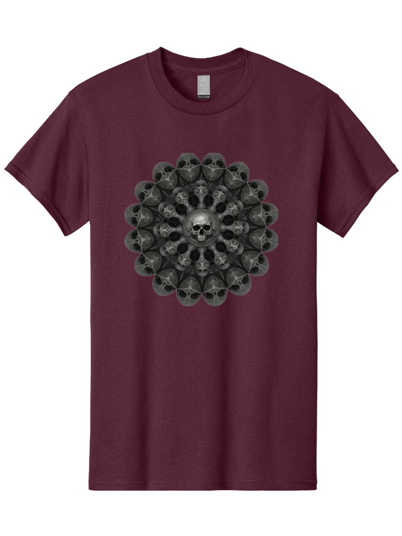 Skull-Mandala-6 Men'S Graphic Tee, 100% Cotton, Comfortable Casual Summer Wear, Machine Washable, Mandala Skull, Skull Pattern, Multiple Skulls, Gothic Art, Dark Art, Surrealism, Symbolic Imagery, Intricate Design, Mysticism, Bad600 8