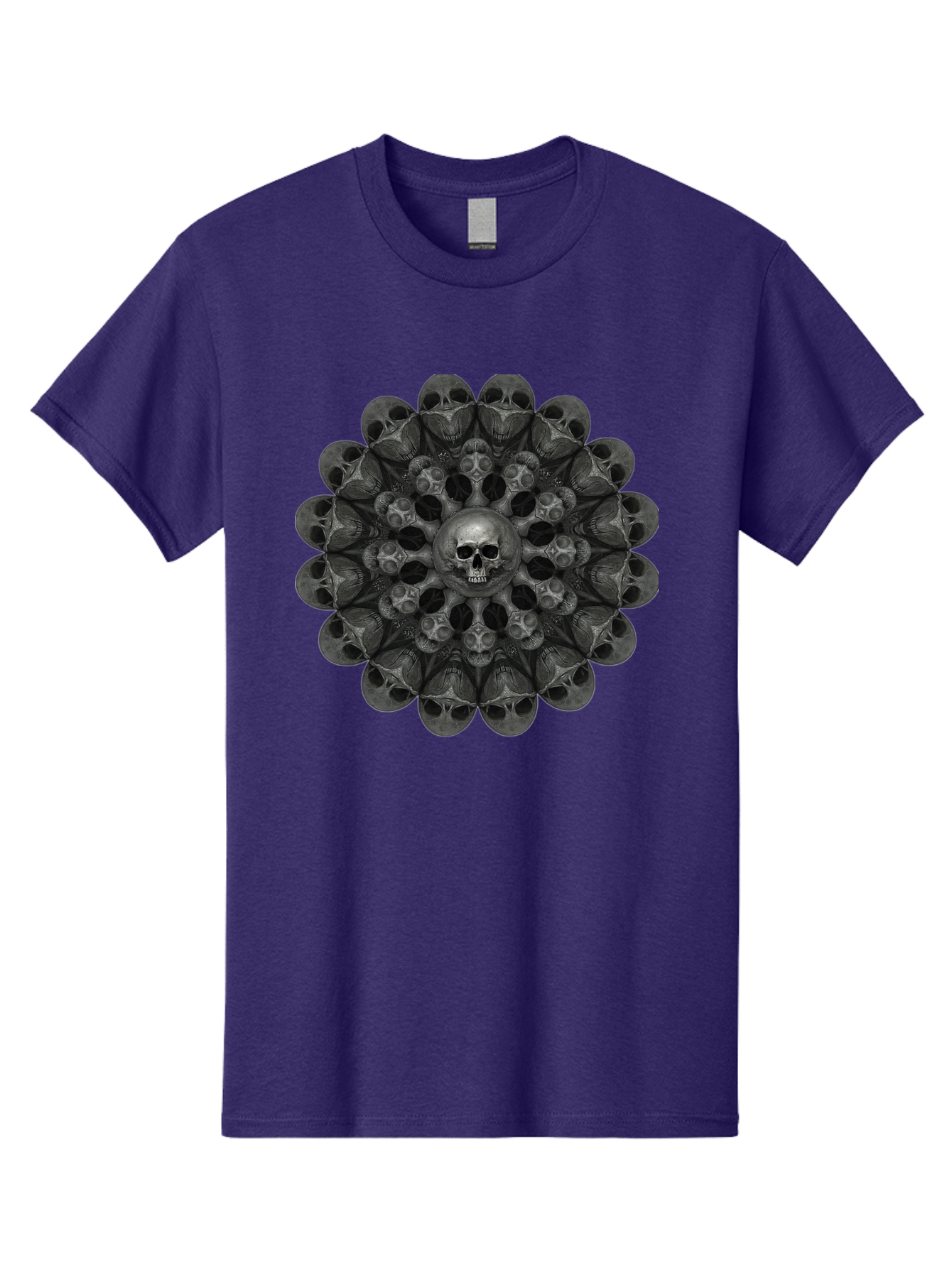 Skull-Mandala-6 Men'S Graphic Tee, 100% Cotton, Comfortable Casual Summer Wear, Machine Washable, Mandala Skull, Skull Pattern, Multiple Skulls, Gothic Art, Dark Art, Surrealism, Symbolic Imagery, Intricate Design, Mysticism, Bad600 4