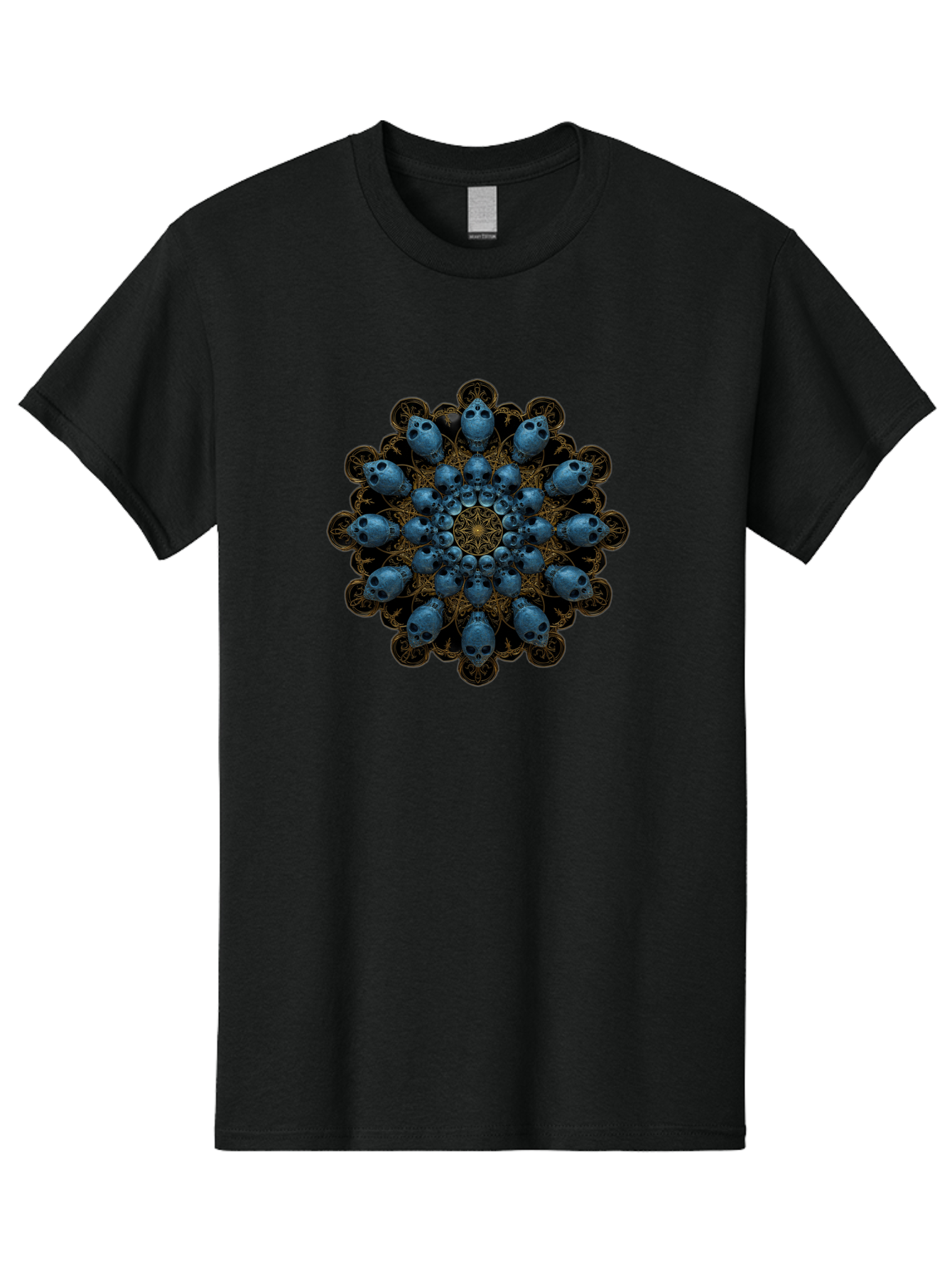 Skull-Mandala-7 Men'S Graphic Tee, 100% Cotton, Comfortable Casual Summer Wear, Machine Washable, Skull Mandala, Symmetrical Design, Intricate Patterns, Gothic Art, Mystical Symbols, Skulls, Mandala Art, Surreal Imagery, Mysterious, Bad601 10
