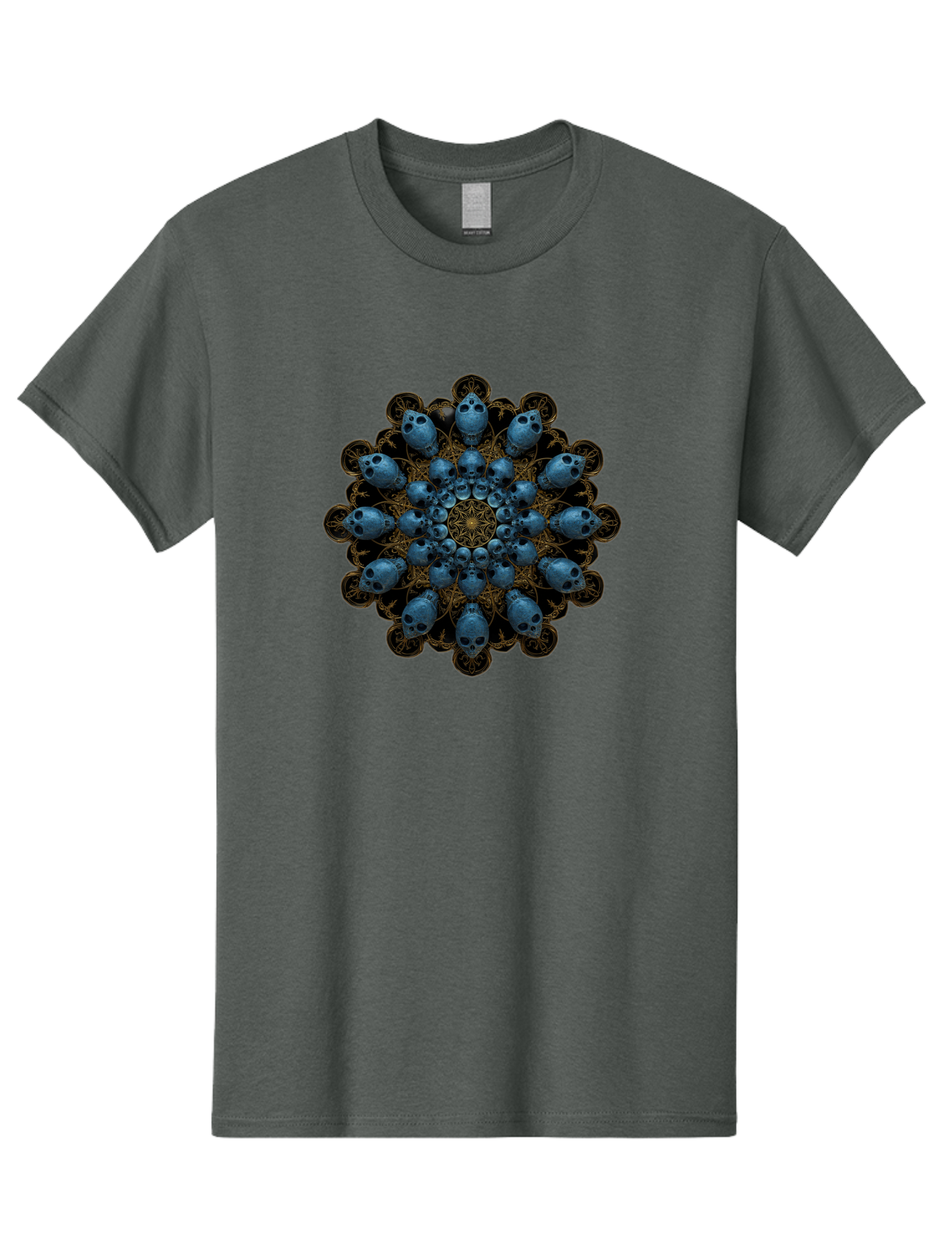 Skull-Mandala-7 Men'S Graphic Tee, 100% Cotton, Comfortable Casual Summer Wear, Machine Washable, Skull Mandala, Symmetrical Design, Intricate Patterns, Gothic Art, Mystical Symbols, Skulls, Mandala Art, Surreal Imagery, Mysterious, Bad601 15