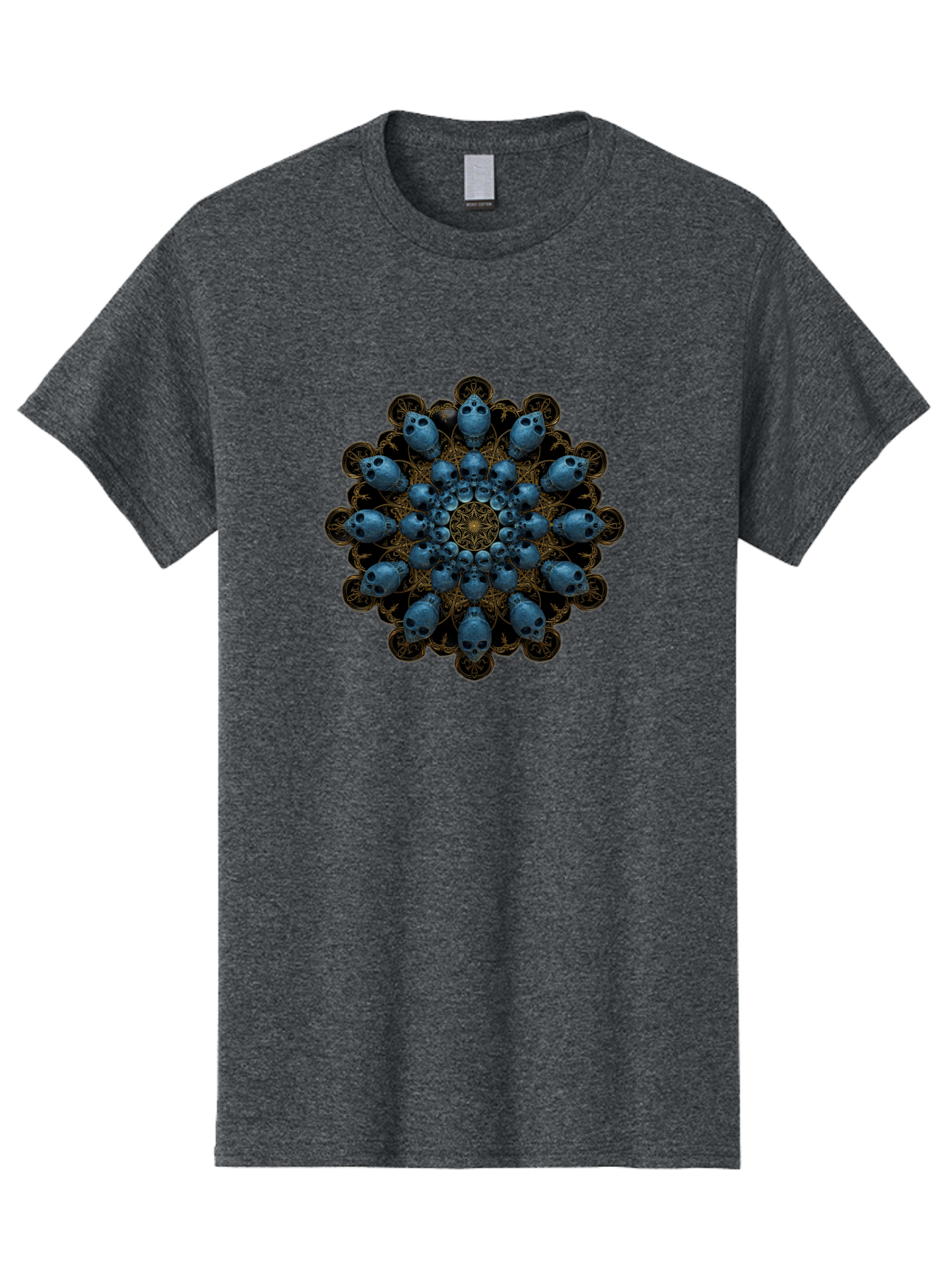 Skull-Mandala-7 Men'S Graphic Tee, 100% Cotton, Comfortable Casual Summer Wear, Machine Washable, Skull Mandala, Symmetrical Design, Intricate Patterns, Gothic Art, Mystical Symbols, Skulls, Mandala Art, Surreal Imagery, Mysterious, Bad601 5