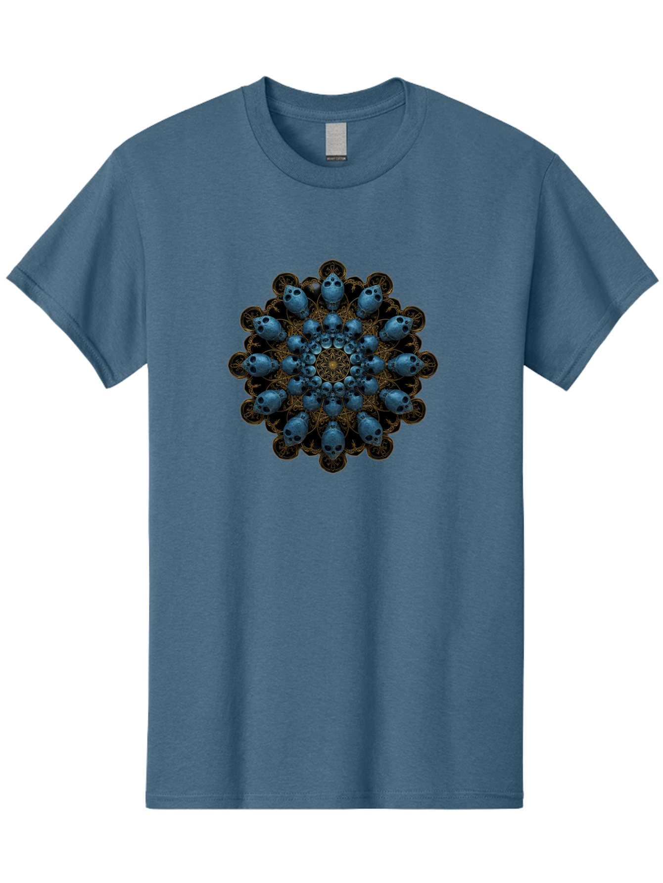 Skull-Mandala-7 Men'S Graphic Tee, 100% Cotton, Comfortable Casual Summer Wear, Machine Washable, Skull Mandala, Symmetrical Design, Intricate Patterns, Gothic Art, Mystical Symbols, Skulls, Mandala Art, Surreal Imagery, Mysterious, Bad601 13
