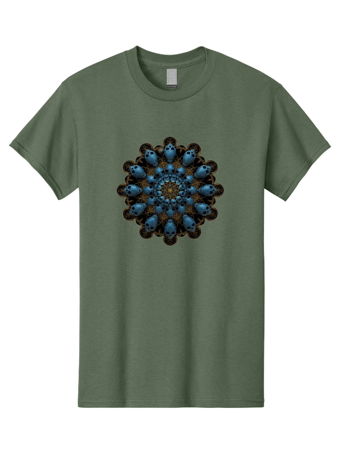 Skull-Mandala-7 Men'S Graphic Tee, 100% Cotton, Comfortable Casual Summer Wear, Machine Washable, Skull Mandala, Symmetrical Design, Intricate Patterns, Gothic Art, Mystical Symbols, Skulls, Mandala Art, Surreal Imagery, Mysterious, Bad601 12