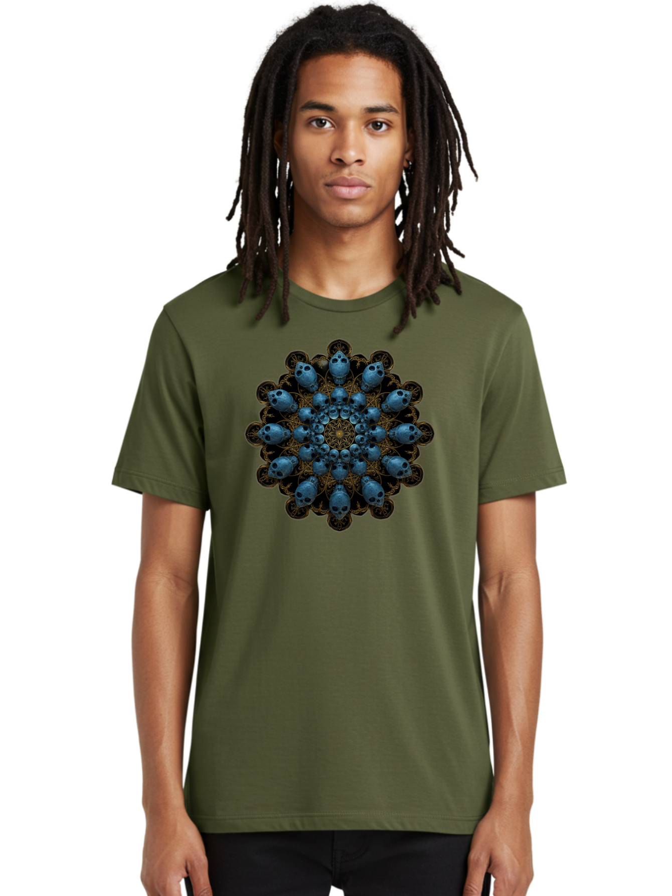 Skull-Mandala-7 Men'S Graphic Tee, 100% Cotton, Comfortable Casual Summer Wear, Machine Washable, Skull Mandala, Symmetrical Design, Intricate Patterns, Gothic Art, Mystical Symbols, Skulls, Mandala Art, Surreal Imagery, Mysterious, Bad601 27