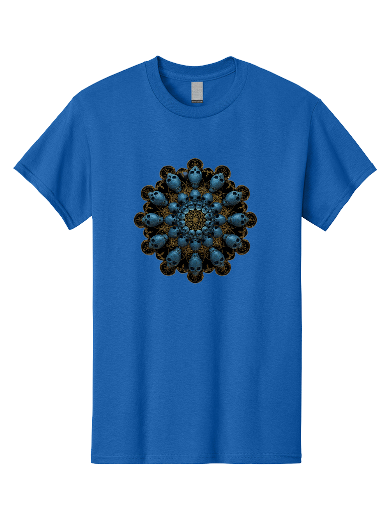 Skull-Mandala-7 Men'S Graphic Tee, 100% Cotton, Comfortable Casual Summer Wear, Machine Washable, Skull Mandala, Symmetrical Design, Intricate Patterns, Gothic Art, Mystical Symbols, Skulls, Mandala Art, Surreal Imagery, Mysterious, Bad601 14