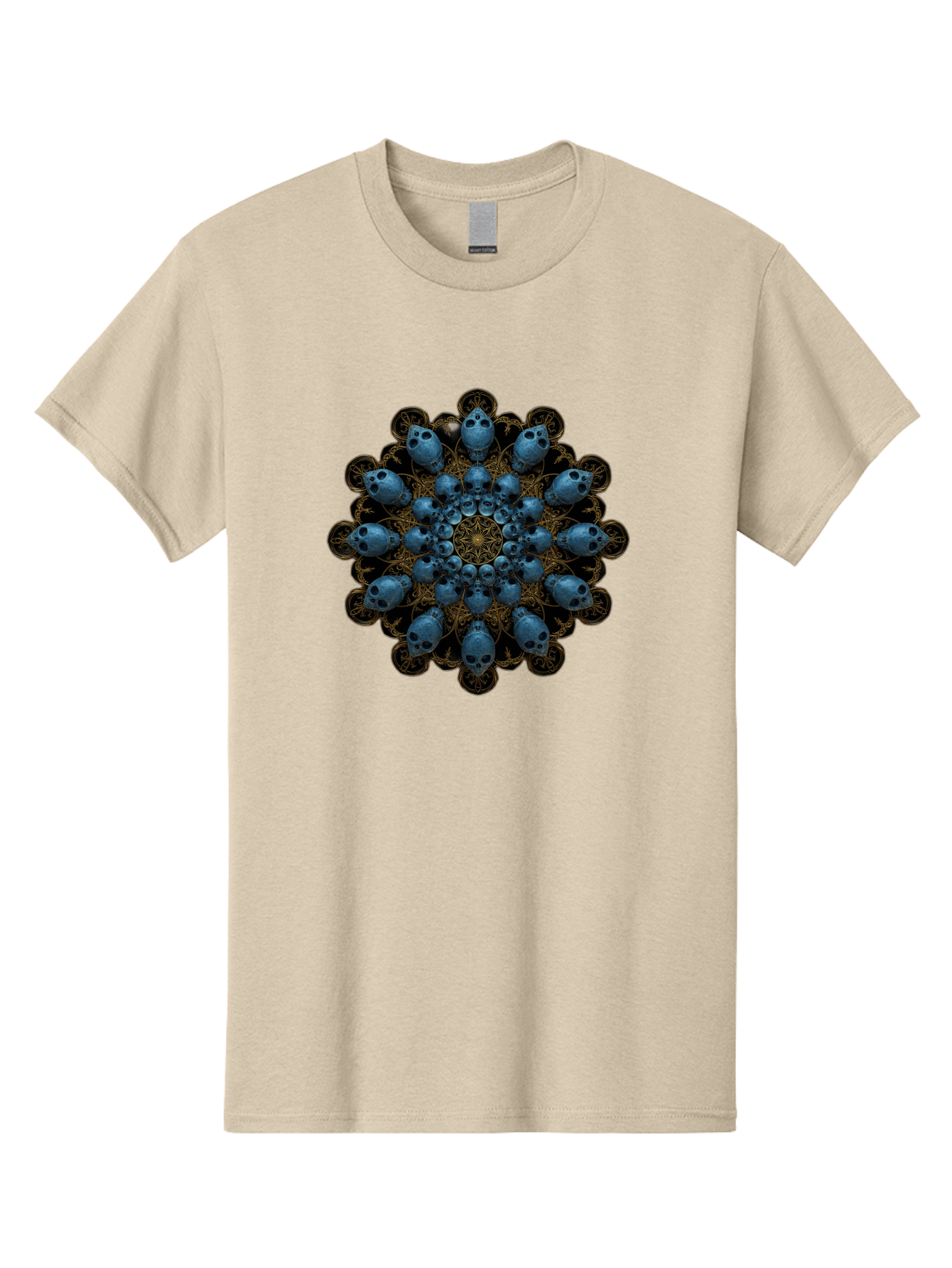 Skull-Mandala-7 Men'S Graphic Tee, 100% Cotton, Comfortable Casual Summer Wear, Machine Washable, Skull Mandala, Symmetrical Design, Intricate Patterns, Gothic Art, Mystical Symbols, Skulls, Mandala Art, Surreal Imagery, Mysterious, Bad601 8