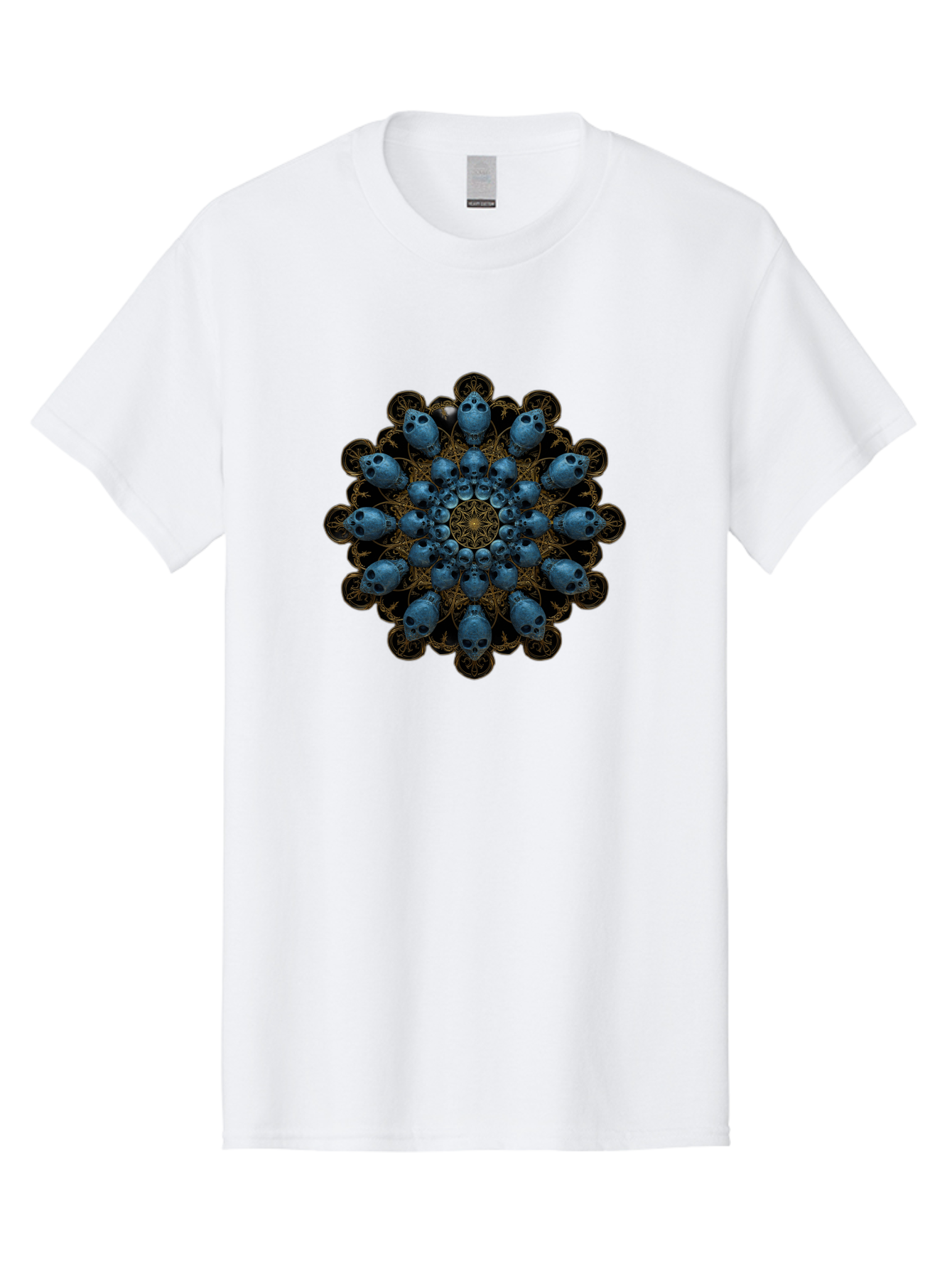 Skull-Mandala-7 Men'S Graphic Tee, 100% Cotton, Comfortable Casual Summer Wear, Machine Washable, Skull Mandala, Symmetrical Design, Intricate Patterns, Gothic Art, Mystical Symbols, Skulls, Mandala Art, Surreal Imagery, Mysterious, Bad601 4