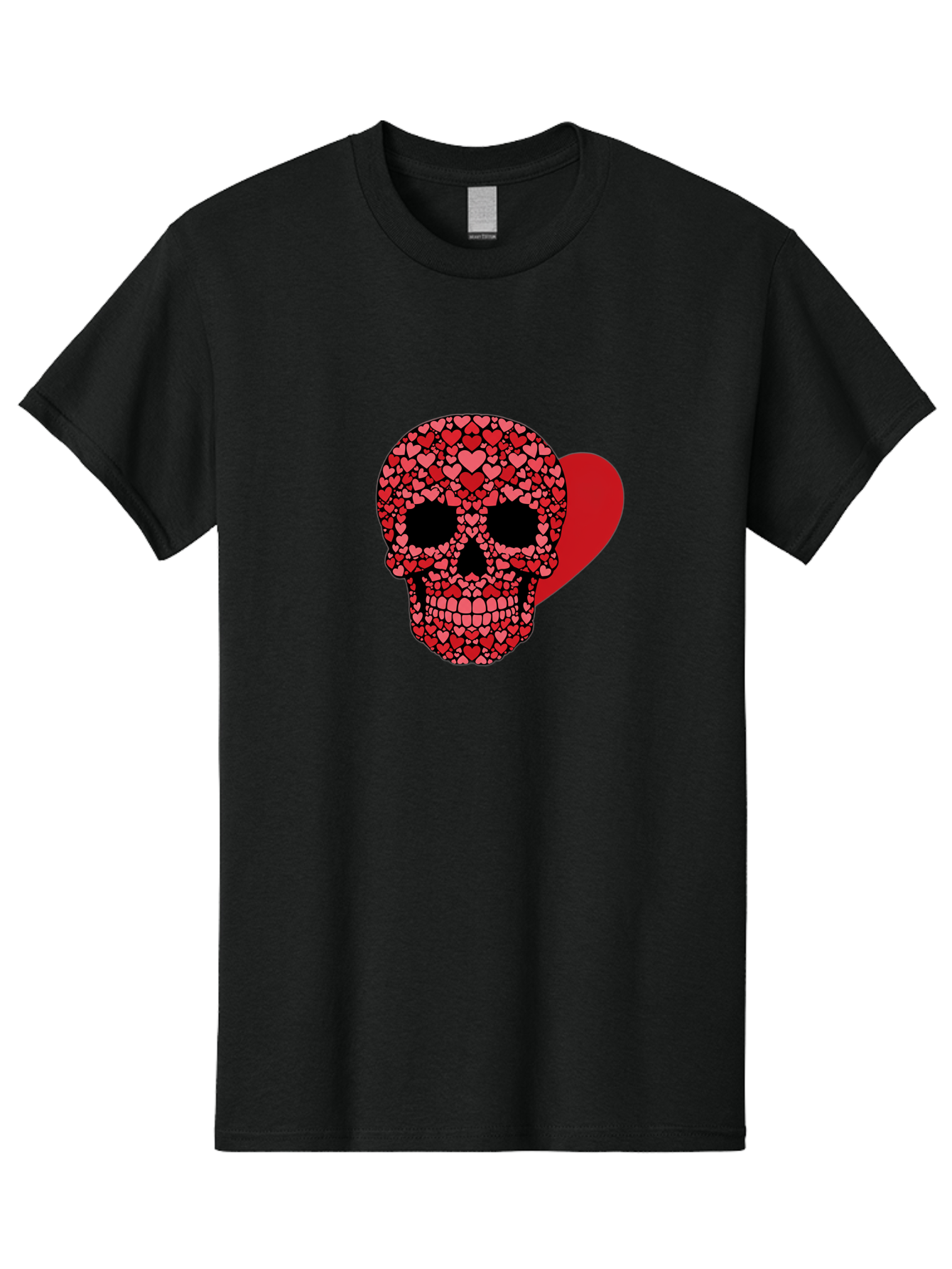Skull-Of-Hearts Men'S Graphic Tee, 100% Cotton, Comfortable Casual Summer Wear, Machine Washable, Skull With Hearts, Heart-Shaped Skull Design, Sugar Skull Art, Red Hearts, Valentine'S Day Theme, Love Symbol, Heart Pattern, Skull Decoration, Bad603 1