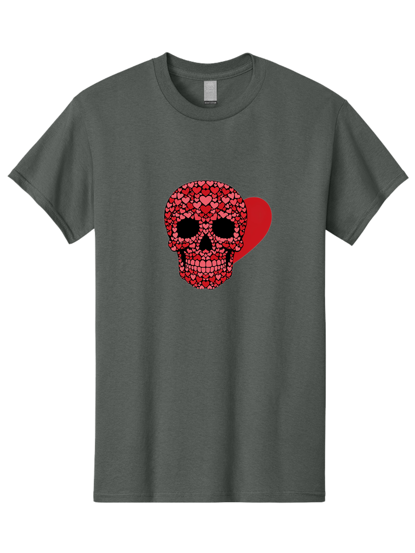 Skull-Of-Hearts Men'S Graphic Tee, 100% Cotton, Comfortable Casual Summer Wear, Machine Washable, Skull With Hearts, Heart-Shaped Skull Design, Sugar Skull Art, Red Hearts, Valentine'S Day Theme, Love Symbol, Heart Pattern, Skull Decoration, Bad603 12