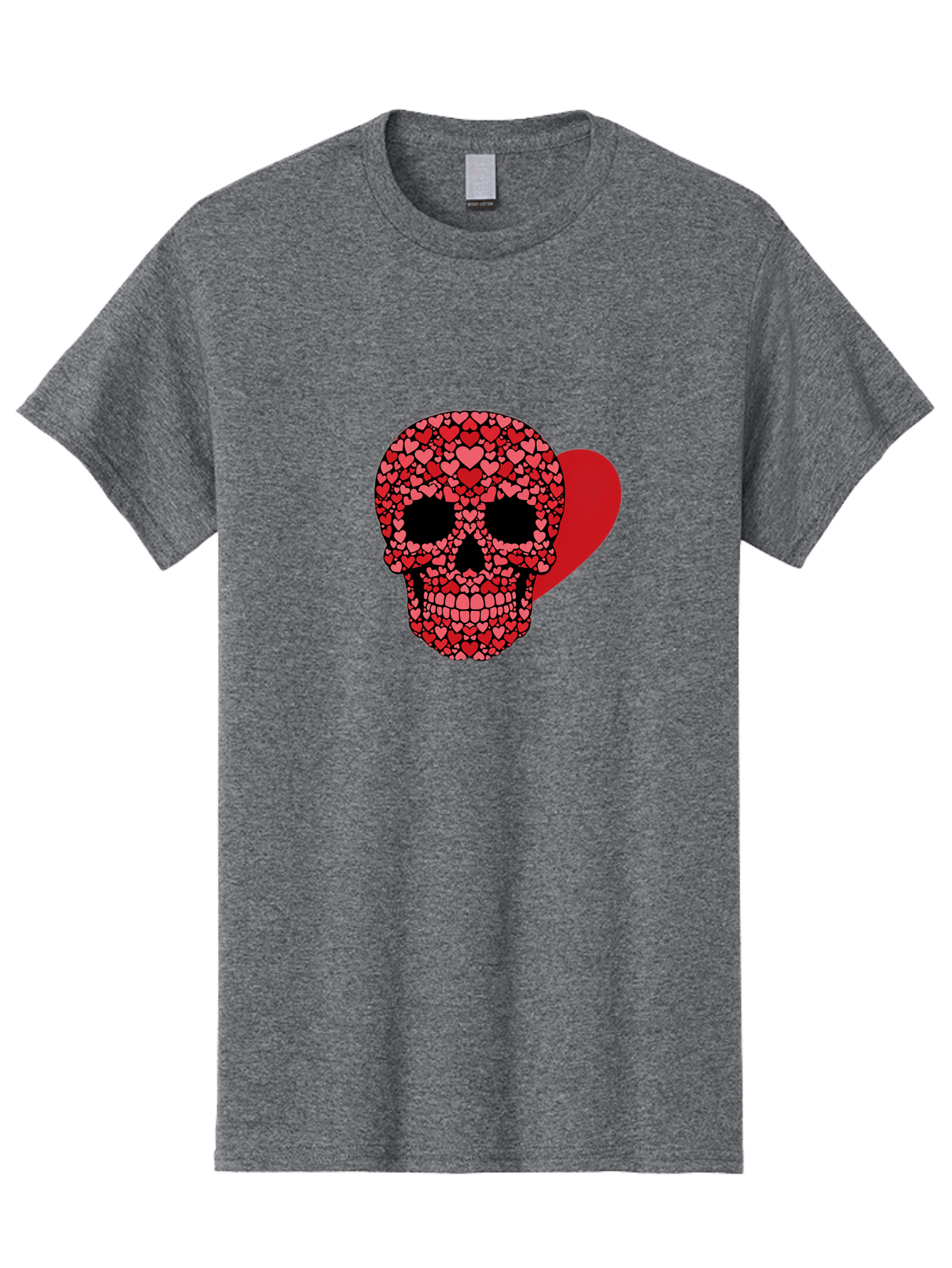 Skull-Of-Hearts Men'S Graphic Tee, 100% Cotton, Comfortable Casual Summer Wear, Machine Washable, Skull With Hearts, Heart-Shaped Skull Design, Sugar Skull Art, Red Hearts, Valentine'S Day Theme, Love Symbol, Heart Pattern, Skull Decoration, Bad603 7