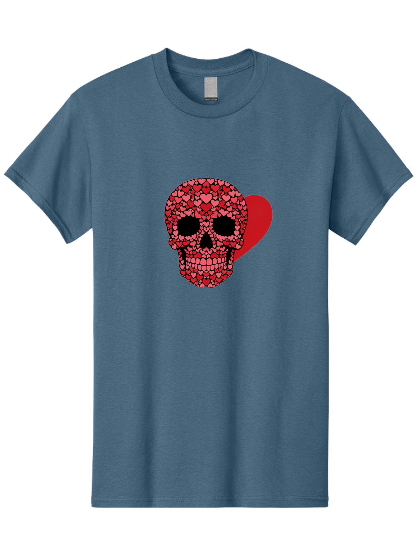 Skull-Of-Hearts Men'S Graphic Tee, 100% Cotton, Comfortable Casual Summer Wear, Machine Washable, Skull With Hearts, Heart-Shaped Skull Design, Sugar Skull Art, Red Hearts, Valentine'S Day Theme, Love Symbol, Heart Pattern, Skull Decoration, Bad603 9