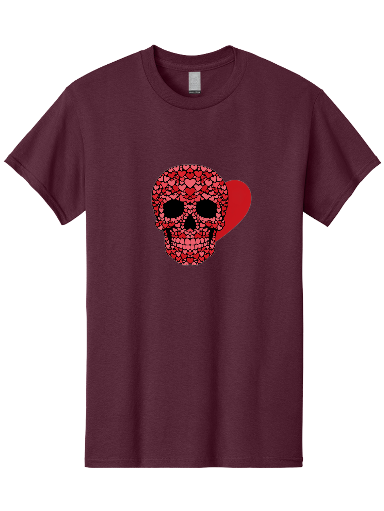 Skull-Of-Hearts Men'S Graphic Tee, 100% Cotton, Comfortable Casual Summer Wear, Machine Washable, Skull With Hearts, Heart-Shaped Skull Design, Sugar Skull Art, Red Hearts, Valentine'S Day Theme, Love Symbol, Heart Pattern, Skull Decoration, Bad603 15