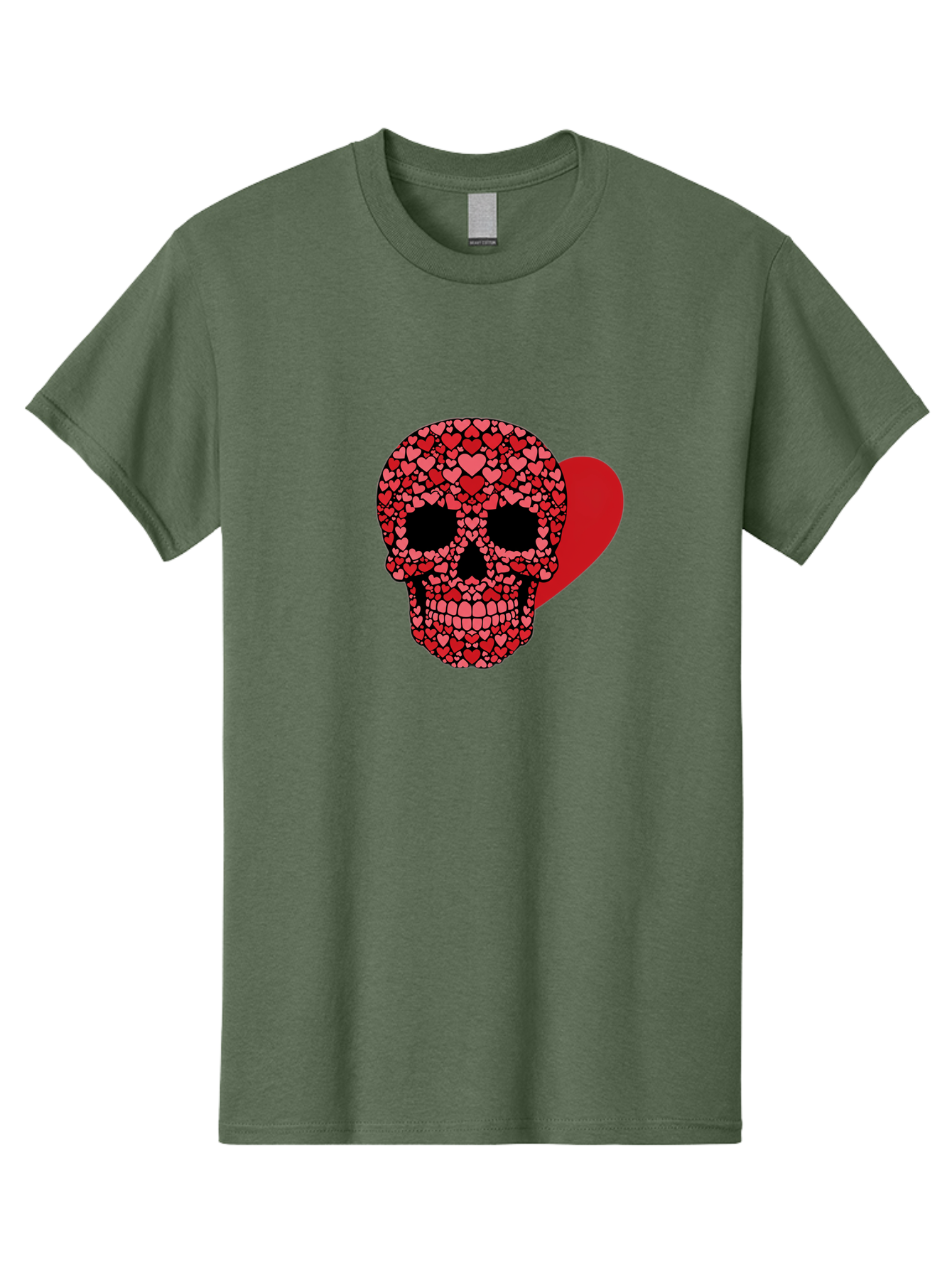 Skull-Of-Hearts Men'S Graphic Tee, 100% Cotton, Comfortable Casual Summer Wear, Machine Washable, Skull With Hearts, Heart-Shaped Skull Design, Sugar Skull Art, Red Hearts, Valentine'S Day Theme, Love Symbol, Heart Pattern, Skull Decoration, Bad603 13