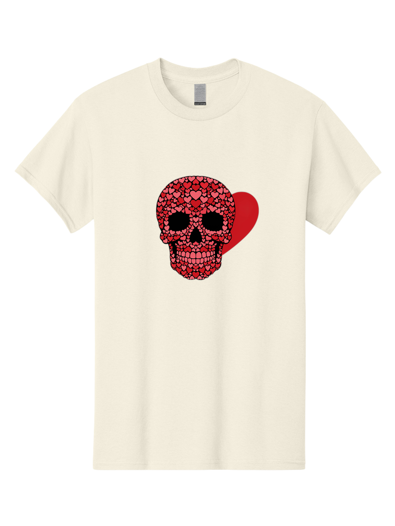 Skull-Of-Hearts Men'S Graphic Tee, 100% Cotton, Comfortable Casual Summer Wear, Machine Washable, Skull With Hearts, Heart-Shaped Skull Design, Sugar Skull Art, Red Hearts, Valentine'S Day Theme, Love Symbol, Heart Pattern, Skull Decoration, Bad603 5