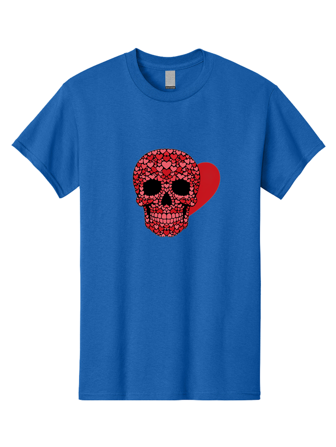 Skull-Of-Hearts Men'S Graphic Tee, 100% Cotton, Comfortable Casual Summer Wear, Machine Washable, Skull With Hearts, Heart-Shaped Skull Design, Sugar Skull Art, Red Hearts, Valentine'S Day Theme, Love Symbol, Heart Pattern, Skull Decoration, Bad603 3