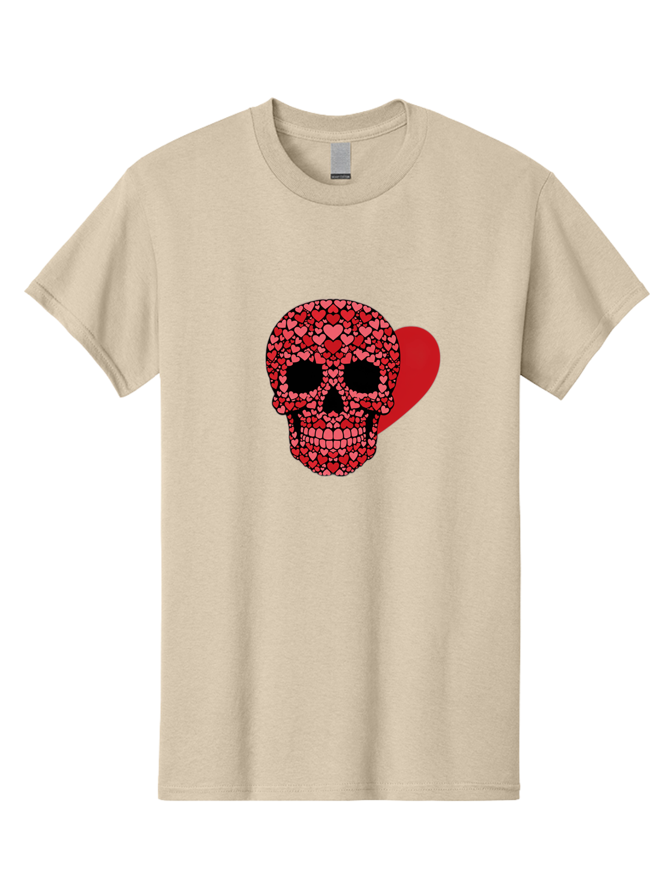 Skull-Of-Hearts Men'S Graphic Tee, 100% Cotton, Comfortable Casual Summer Wear, Machine Washable, Skull With Hearts, Heart-Shaped Skull Design, Sugar Skull Art, Red Hearts, Valentine'S Day Theme, Love Symbol, Heart Pattern, Skull Decoration, Bad603 2