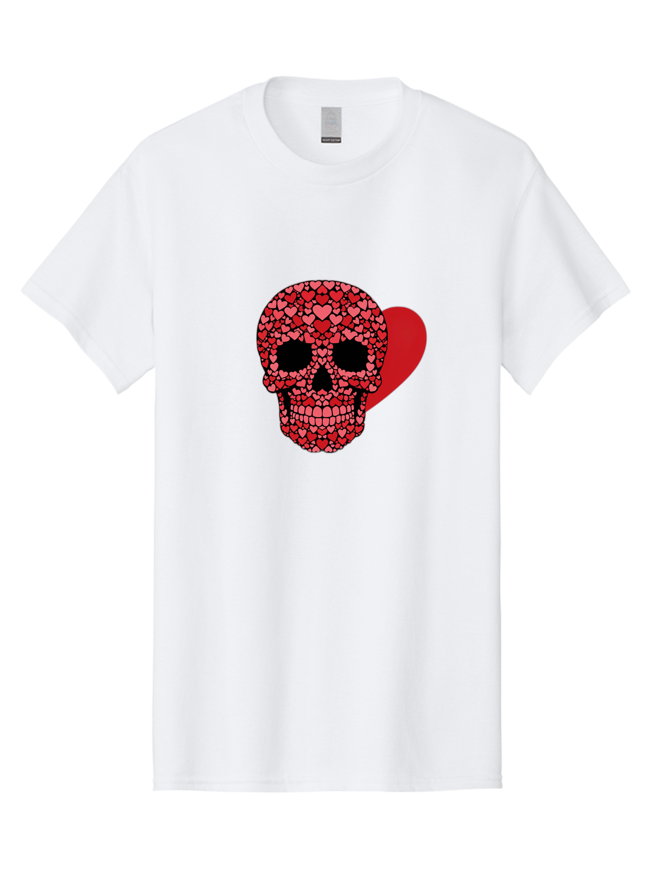 Skull-Of-Hearts Men'S Graphic Tee, 100% Cotton, Comfortable Casual Summer Wear, Machine Washable, Skull With Hearts, Heart-Shaped Skull Design, Sugar Skull Art, Red Hearts, Valentine'S Day Theme, Love Symbol, Heart Pattern, Skull Decoration, Bad603 10