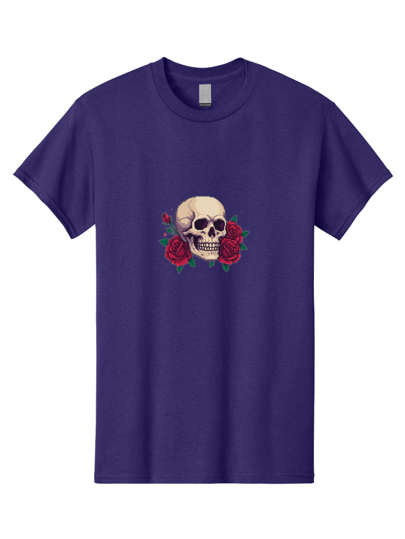 Skull-Pixel-Art Men'S Graphic Tee, 100% Cotton, Comfortable Casual Summer Wear, Machine Washable, Human Skull, Red Roses, Pixel Art, Gothic Style, Dark Beauty, Skull Decoration, Floral Skull, Goth Aesthetic, Pixelated Skull Bad604 13