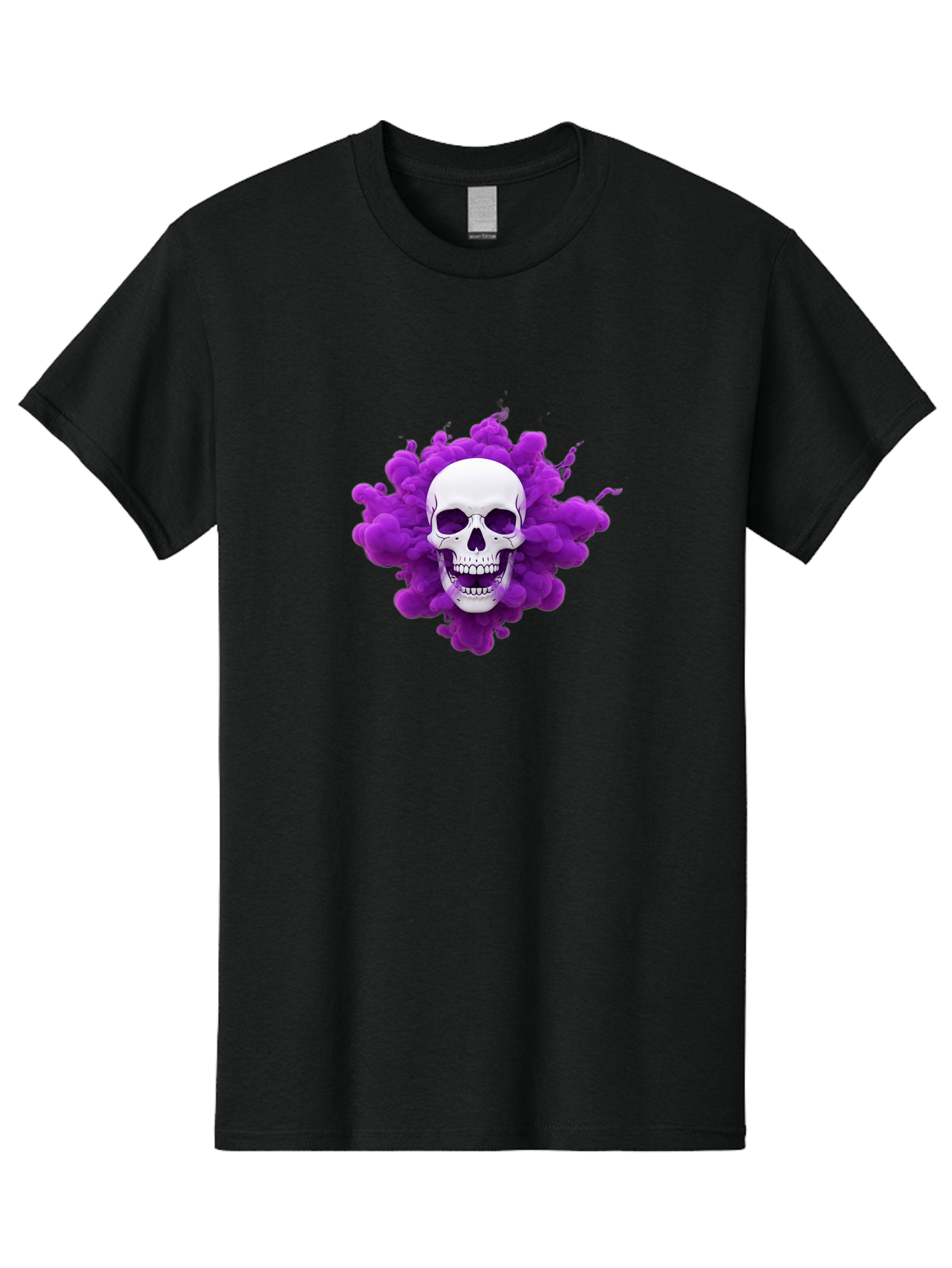 Skull-Purple-Smoke Men'S Graphic Tee, 100% Cotton, Comfortable Casual Summer Wear, Machine Washable, Human Skull, Purple Smoke, Dark Art, Gothic Style, Mysterious Atmosphere, Surreal Imagery, Edgy Design, Vibrant Purple Hue Bad605 3