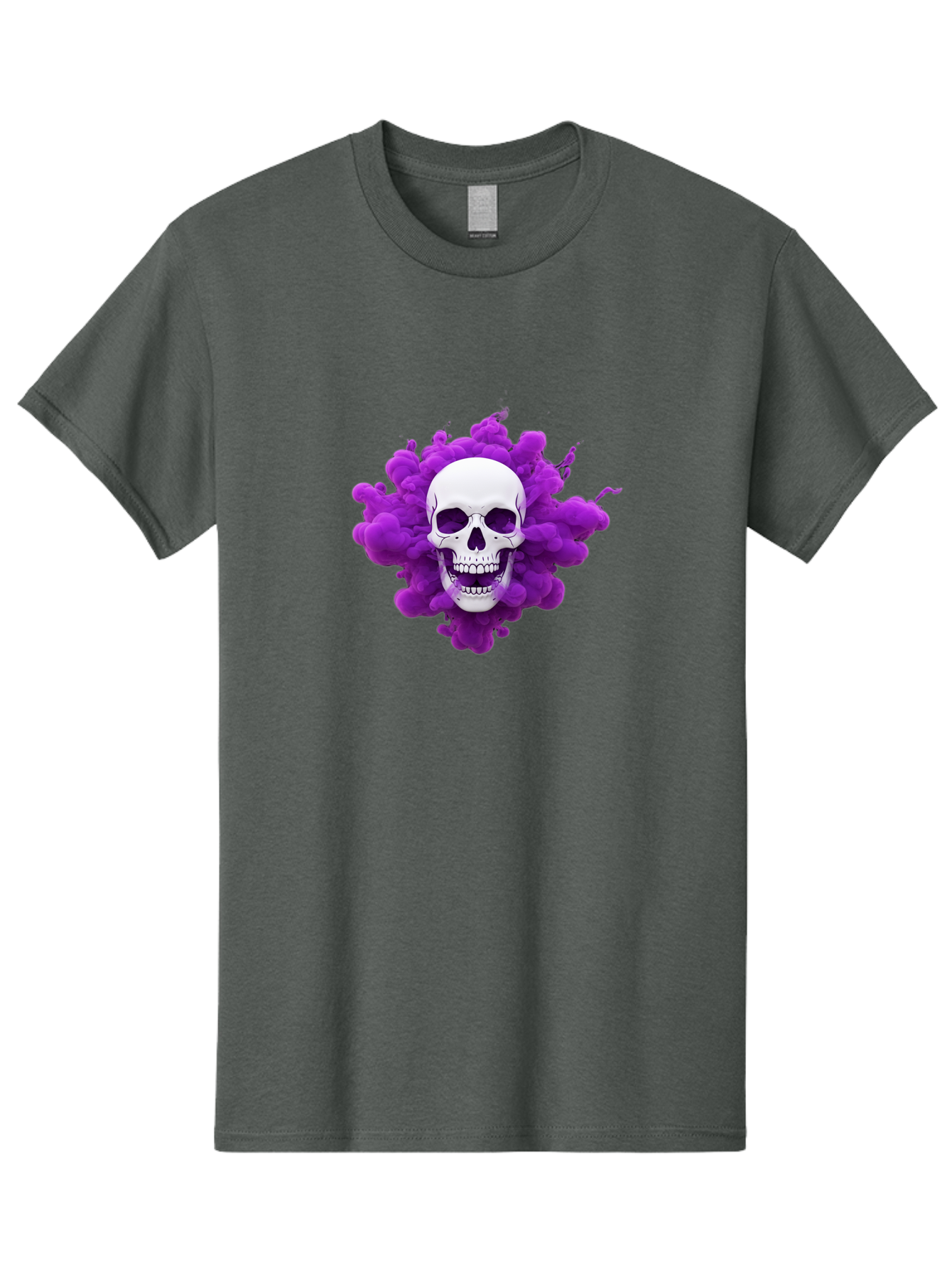 Skull-Purple-Smoke Men'S Graphic Tee, 100% Cotton, Comfortable Casual Summer Wear, Machine Washable, Human Skull, Purple Smoke, Dark Art, Gothic Style, Mysterious Atmosphere, Surreal Imagery, Edgy Design, Vibrant Purple Hue Bad605 8