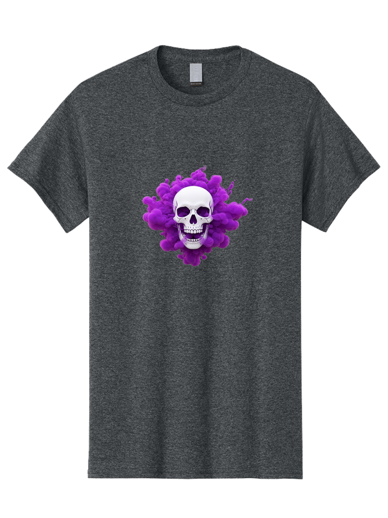 Skull-Purple-Smoke Men'S Graphic Tee, 100% Cotton, Comfortable Casual Summer Wear, Machine Washable, Human Skull, Purple Smoke, Dark Art, Gothic Style, Mysterious Atmosphere, Surreal Imagery, Edgy Design, Vibrant Purple Hue Bad605 11