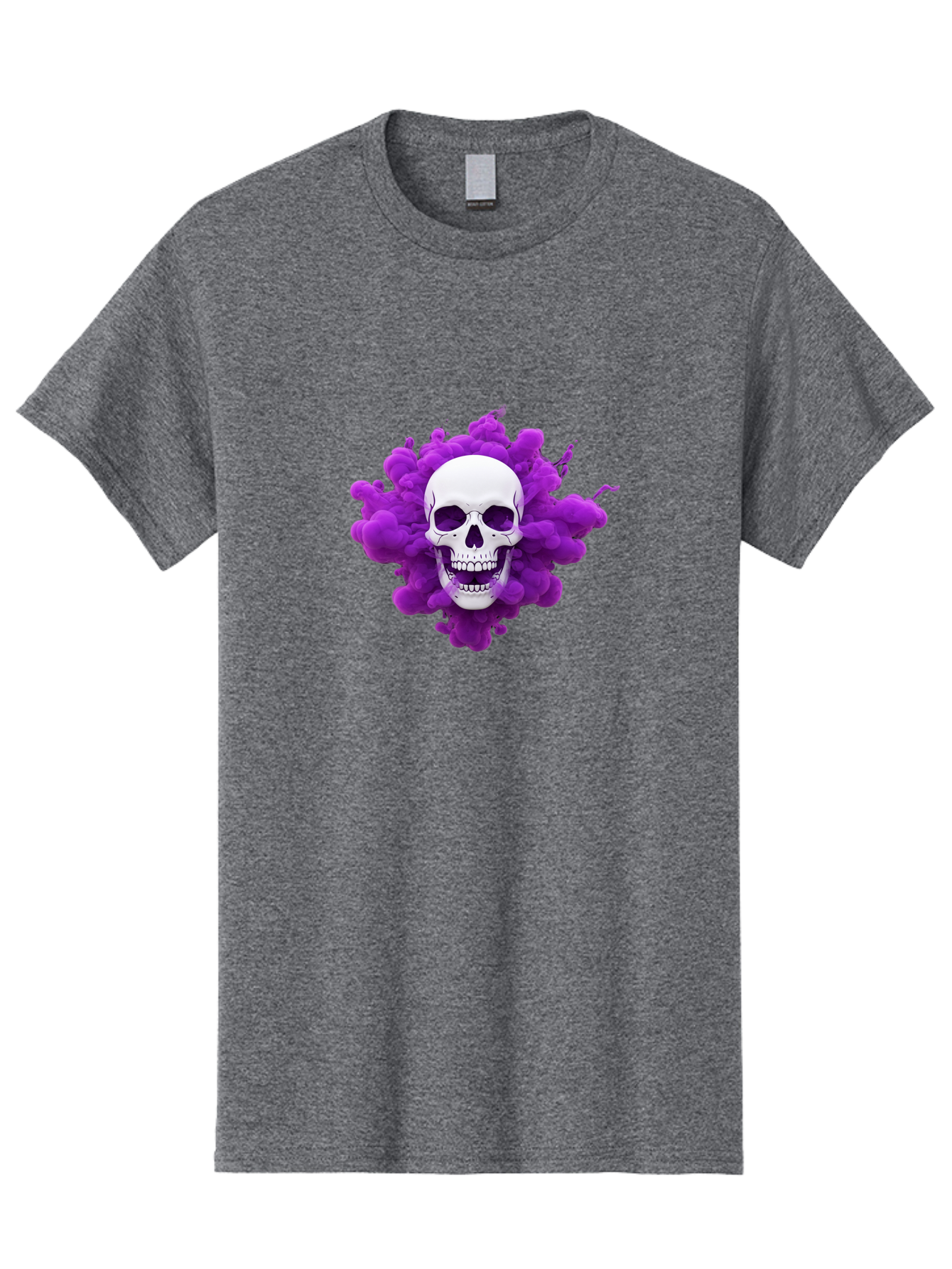 Skull-Purple-Smoke Men'S Graphic Tee, 100% Cotton, Comfortable Casual Summer Wear, Machine Washable, Human Skull, Purple Smoke, Dark Art, Gothic Style, Mysterious Atmosphere, Surreal Imagery, Edgy Design, Vibrant Purple Hue Bad605 10
