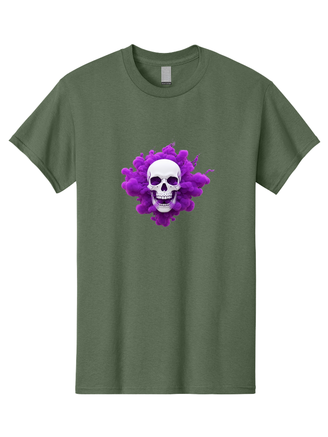 Skull-Purple-Smoke Men'S Graphic Tee, 100% Cotton, Comfortable Casual Summer Wear, Machine Washable, Human Skull, Purple Smoke, Dark Art, Gothic Style, Mysterious Atmosphere, Surreal Imagery, Edgy Design, Vibrant Purple Hue Bad605 7