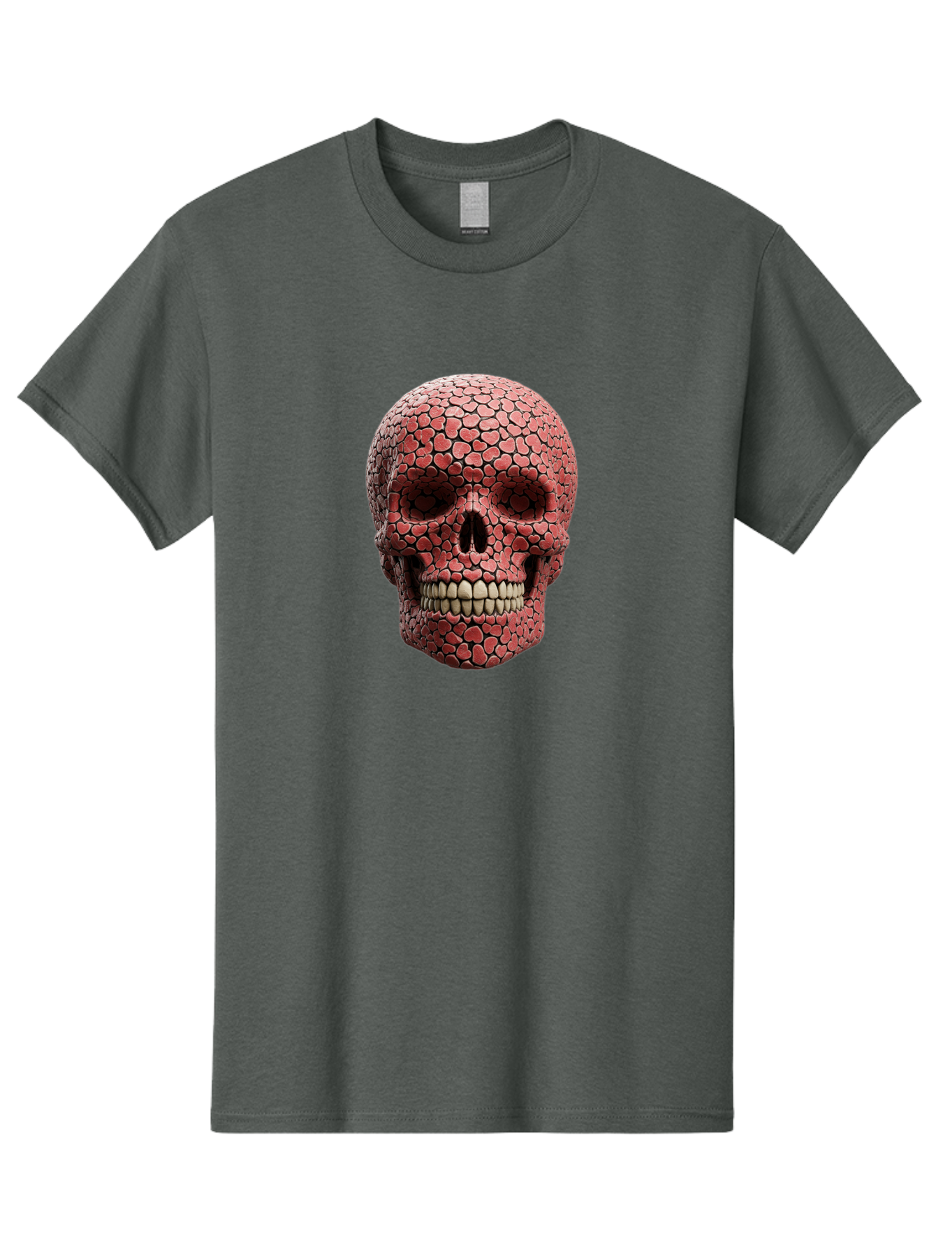 Skull-With-Hearts Men'S Graphic Tee, 100% Cotton, Comfortable Casual Summer Wear, Machine Washable, Skull Covered In Hearts, Red Hearts, Unique Design, Bold Art, Valentine'S Day Theme, Quirky Skull Art, 3D Illustration, Heart Pattern, Bad611 1
