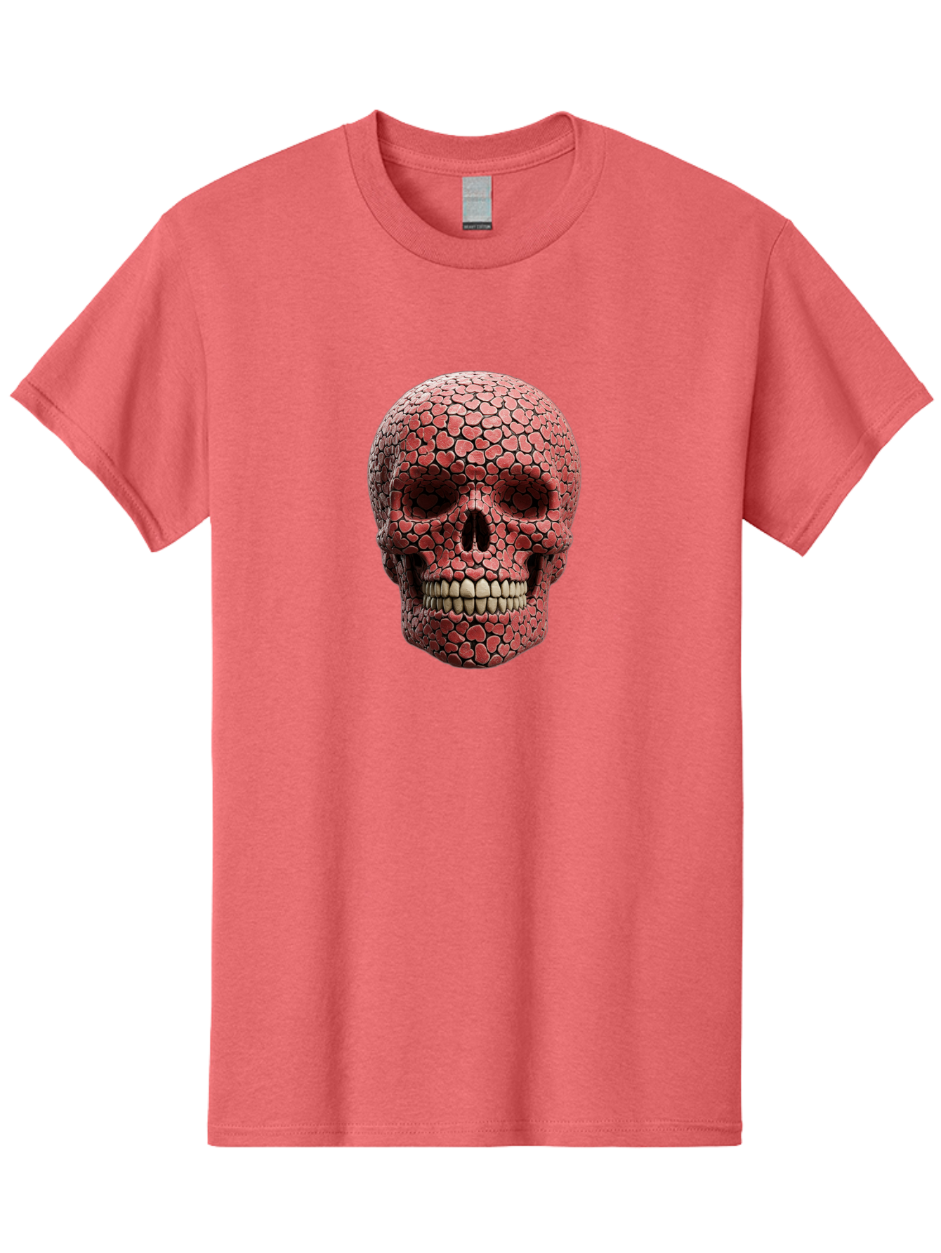 Skull-With-Hearts Men'S Graphic Tee, 100% Cotton, Comfortable Casual Summer Wear, Machine Washable, Skull Covered In Hearts, Red Hearts, Unique Design, Bold Art, Valentine'S Day Theme, Quirky Skull Art, 3D Illustration, Heart Pattern, Bad611 14