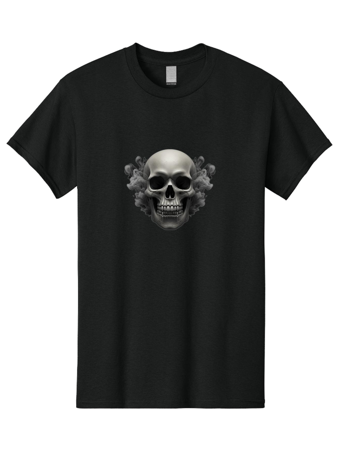 Skull-With-Mushrooms Men'S Graphic Tee, 100% Cotton, Comfortable Casual Summer Wear, Machine Washable, Skull Illustration, Gray Skull, Mushroom Cloud, Fungi Art, Gothic Design, Dark Art, Spooky Graphics, Mysterious Imagery, Eerie Atmosphere, Bad613 6