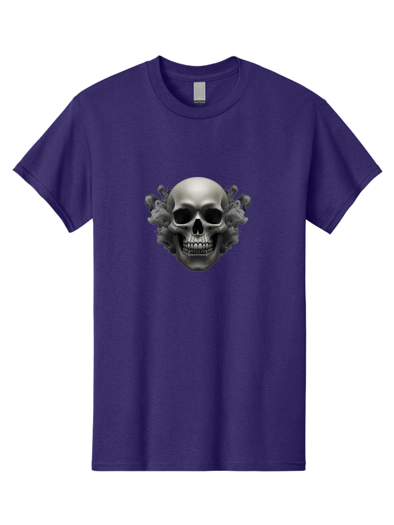Skull-With-Mushrooms Men'S Graphic Tee, 100% Cotton, Comfortable Casual Summer Wear, Machine Washable, Skull Illustration, Gray Skull, Mushroom Cloud, Fungi Art, Gothic Design, Dark Art, Spooky Graphics, Mysterious Imagery, Eerie Atmosphere, Bad613 14
