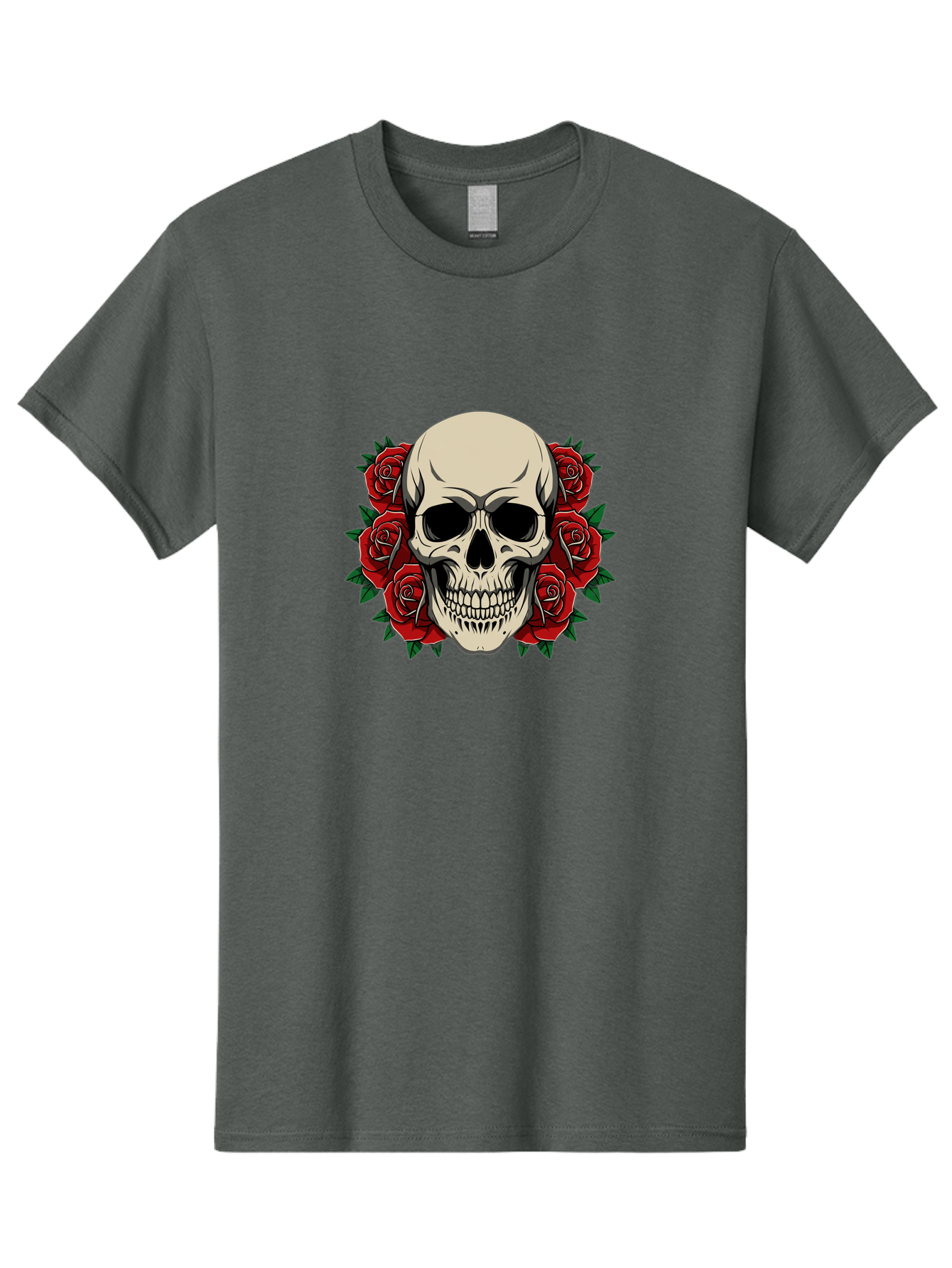 Skull-With-Roses Men'S Graphic Tee, 100% Cotton, Comfortable Casual Summer Wear, Machine Washable, Human Skull, Red Roses, Floral Skull, Gothic Art, Dark Symbolism, Skull Design, Tattoo Art, Gothic Roses Bad619 8