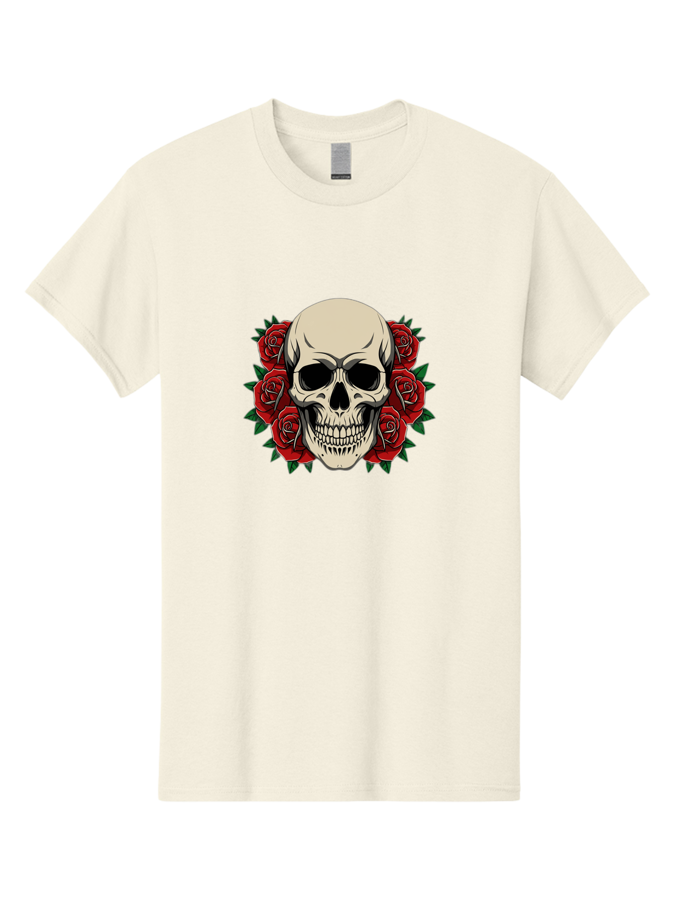 Skull-With-Roses Men'S Graphic Tee, 100% Cotton, Comfortable Casual Summer Wear, Machine Washable, Human Skull, Red Roses, Floral Skull, Gothic Art, Dark Symbolism, Skull Design, Tattoo Art, Gothic Roses Bad619 7