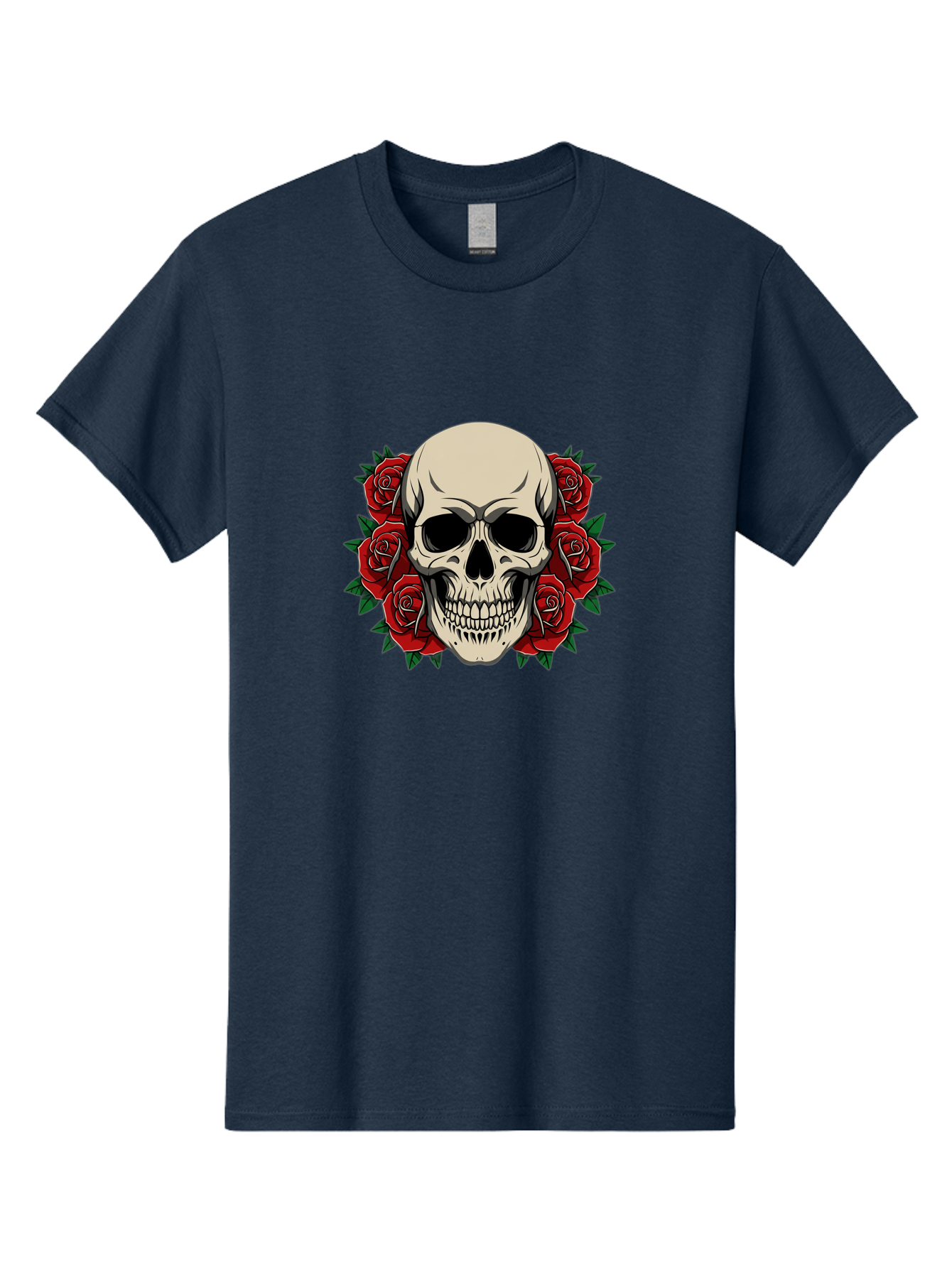 Skull-With-Roses Men'S Graphic Tee, 100% Cotton, Comfortable Casual Summer Wear, Machine Washable, Human Skull, Red Roses, Floral Skull, Gothic Art, Dark Symbolism, Skull Design, Tattoo Art, Gothic Roses Bad619 13